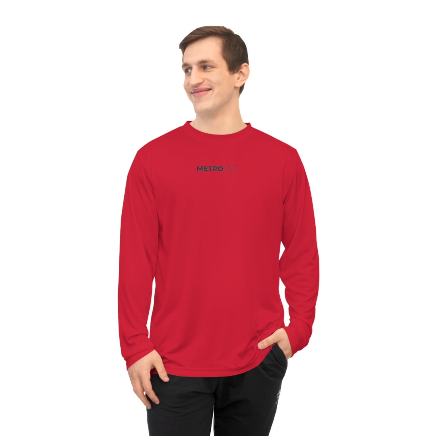 Metro DRFT Performance Long Sleeve Shirt — Lightweight Athletic Tee with Small Chest Logo - MetroGrit