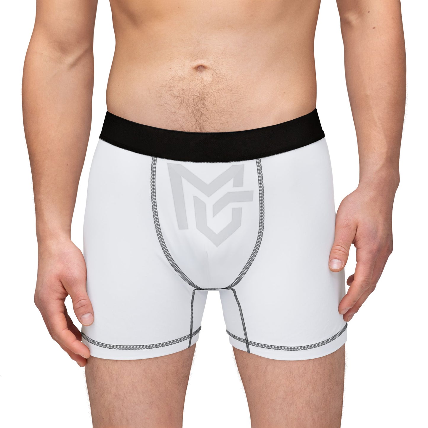 Men's Boxer Briefs — Minimal White Athletic Boxers with Black Waistband - MetroGrit