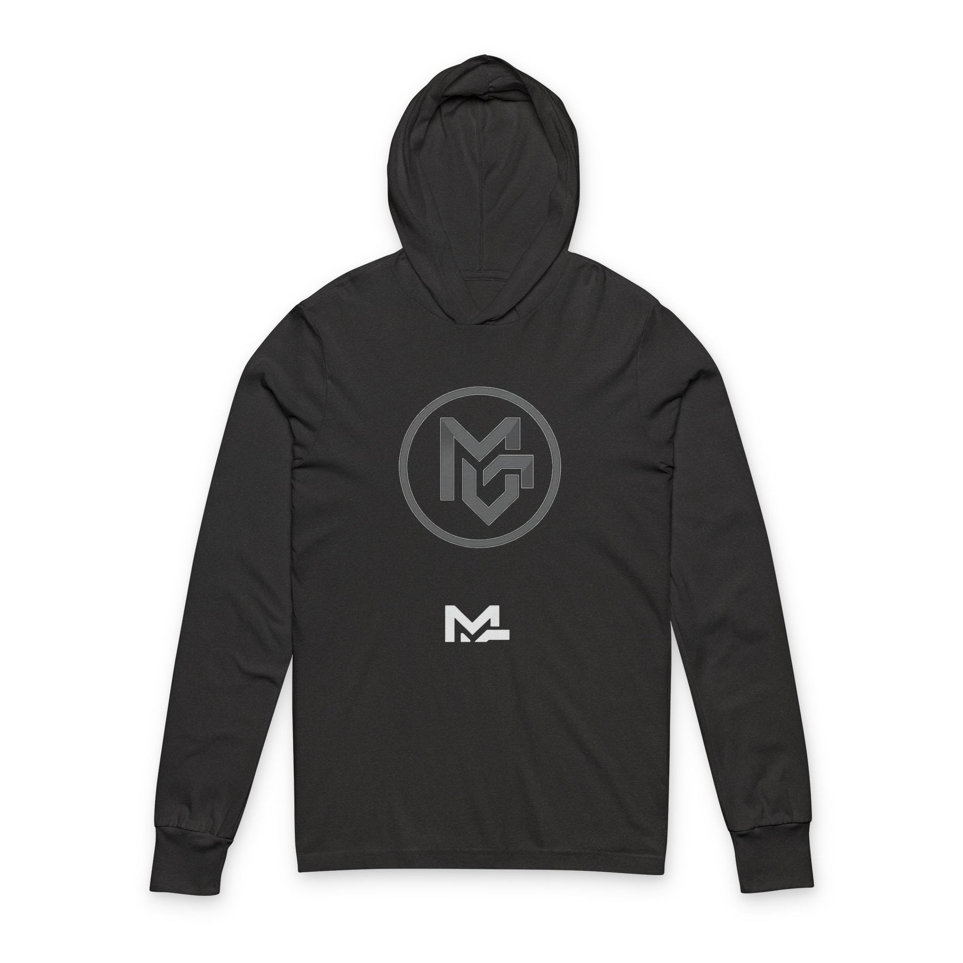 Long Sleeve Hoodie Tee with Monogram Logo — Minimalist MC Emblem - MetroGrit