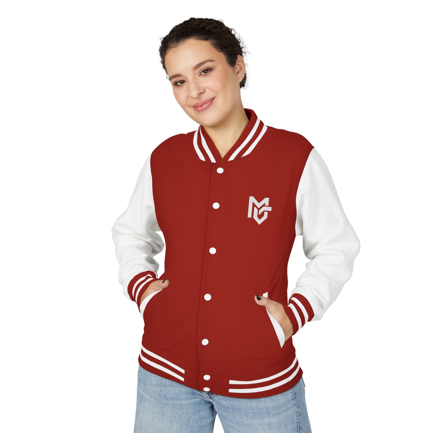 Varsity Letterman Jacket — Red & White Classic College Logo Jacket - MetroGrit