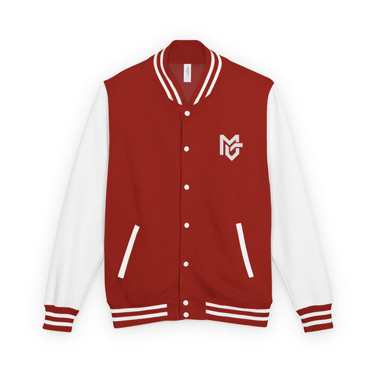 Varsity Letterman Jacket — Red & White Classic College Logo Jacket