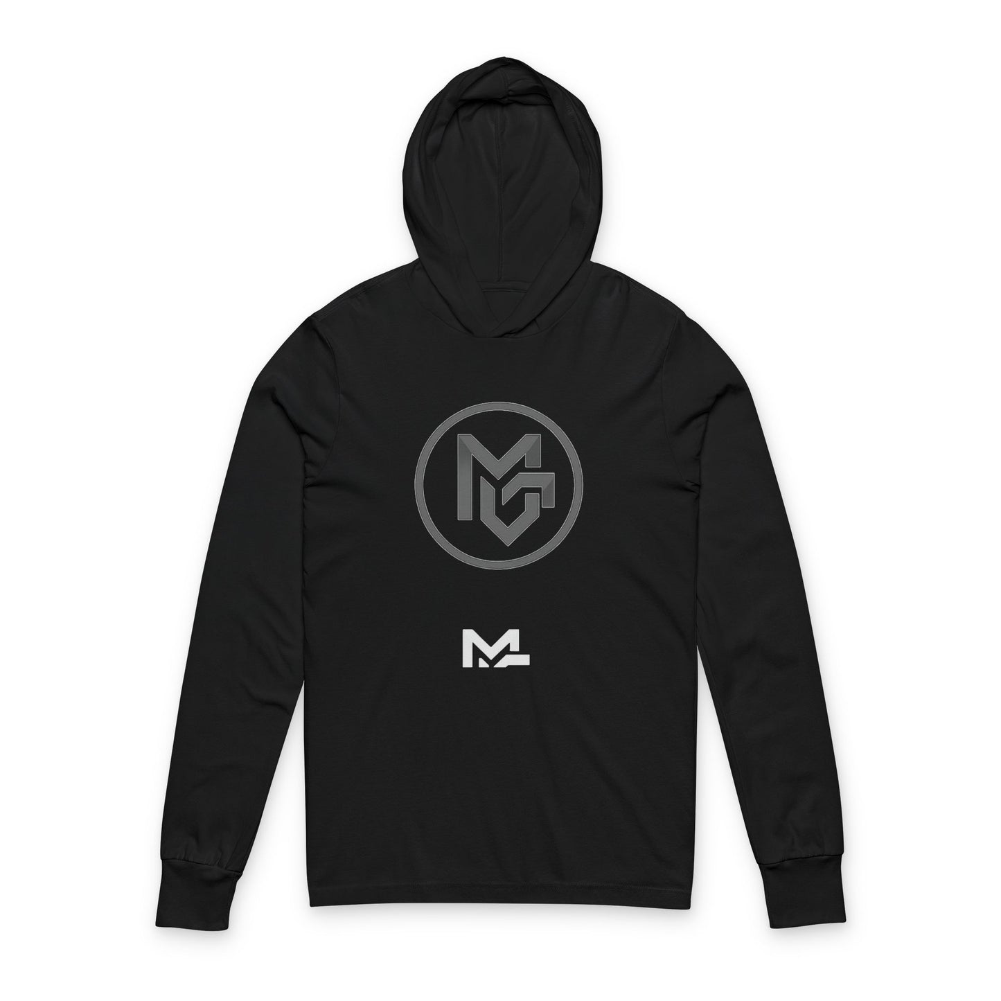 Long Sleeve Hoodie Tee with Monogram Logo — Minimalist MC Emblem - MetroGrit