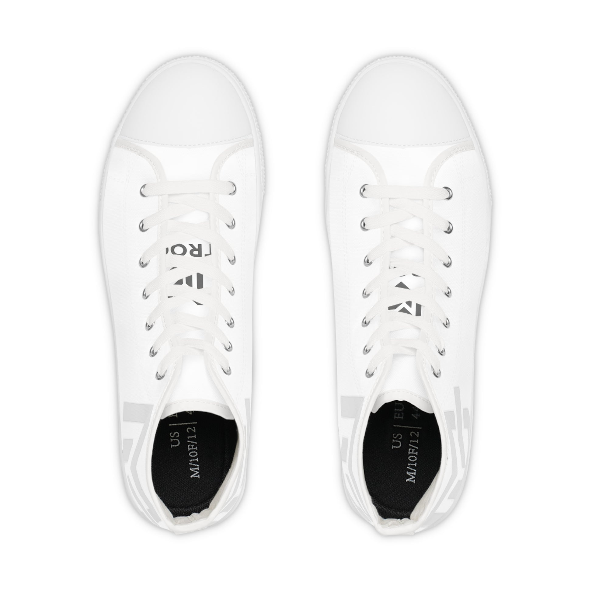 Men's White High - Top Sneakers with Minimal Geometric Logo — Casual Streetwear Shoes - MetroGrit