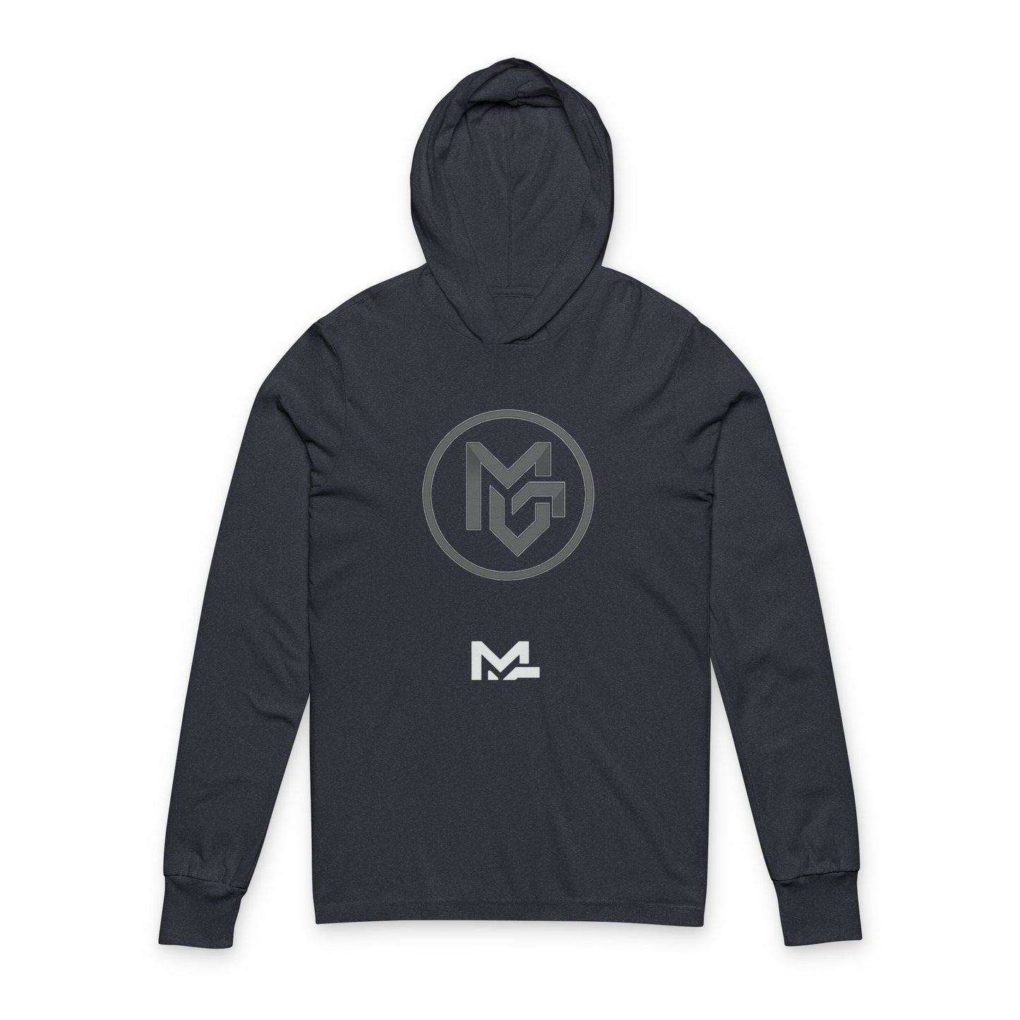 Long Sleeve Hoodie Tee with Monogram Logo — Minimalist MC Emblem - MetroGrit