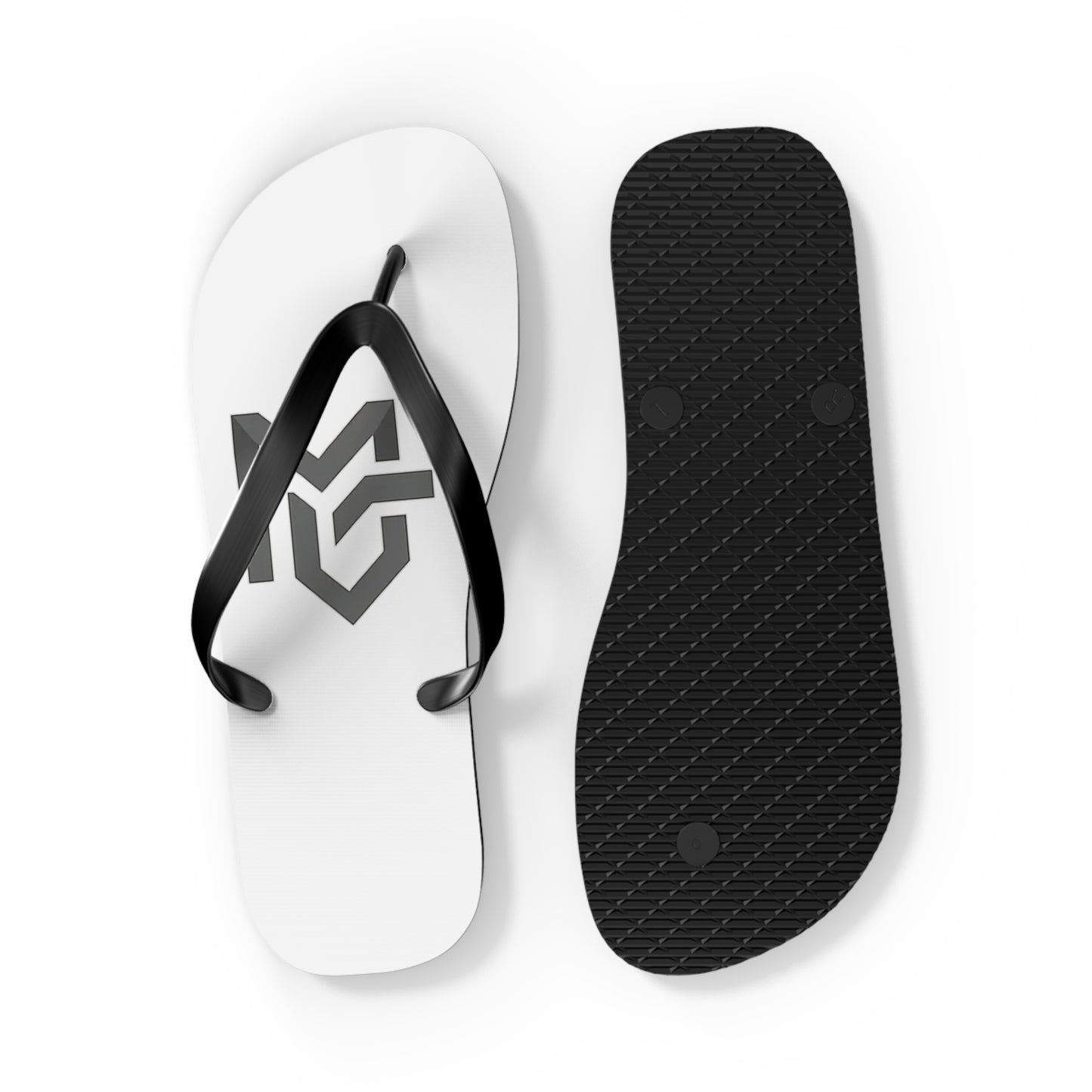 Monochrome Geometric Logo Flip Flops — Minimalist Beach Sandals - MetroGrit