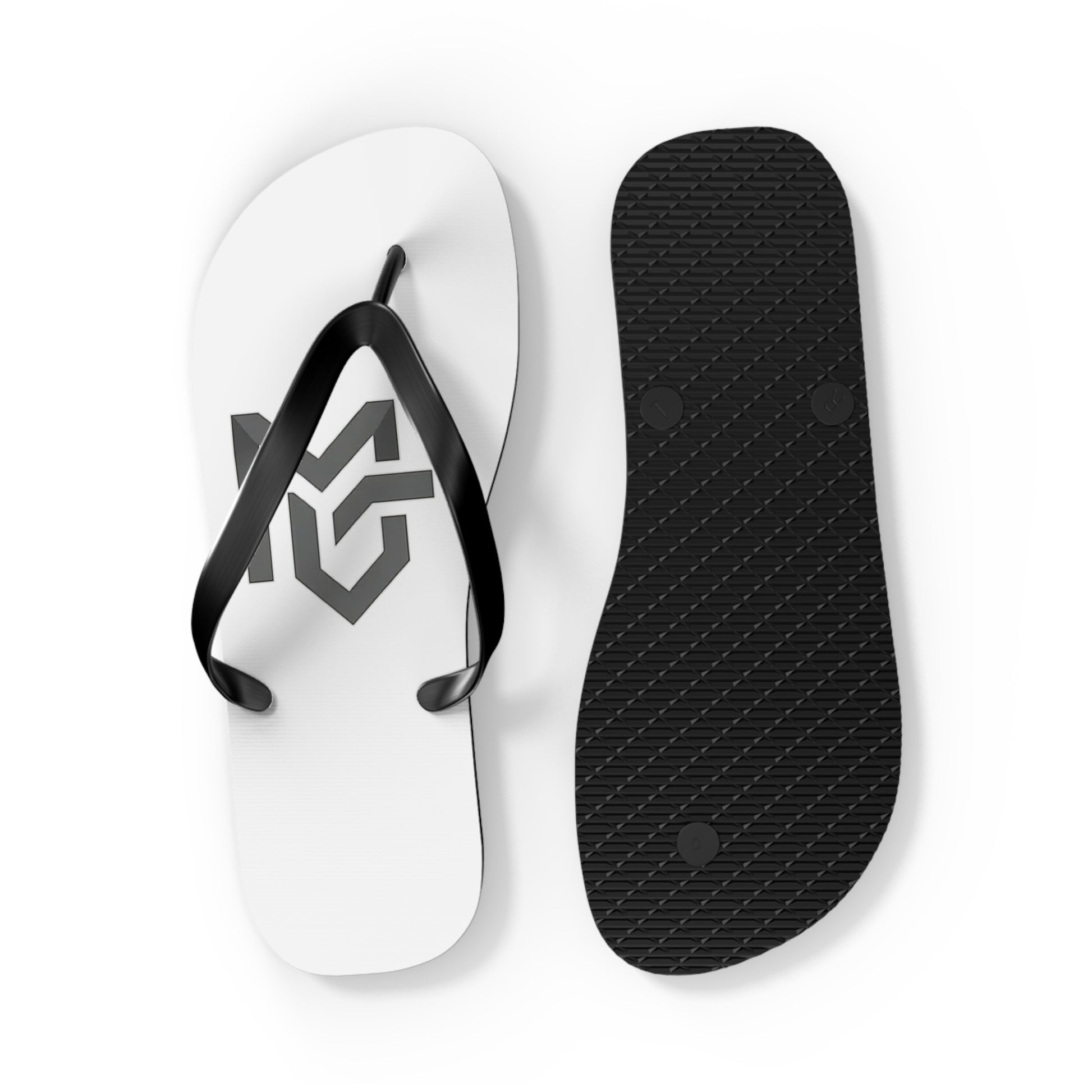 Monochrome Geometric Logo Flip Flops — Minimalist Beach Sandals - MetroGrit