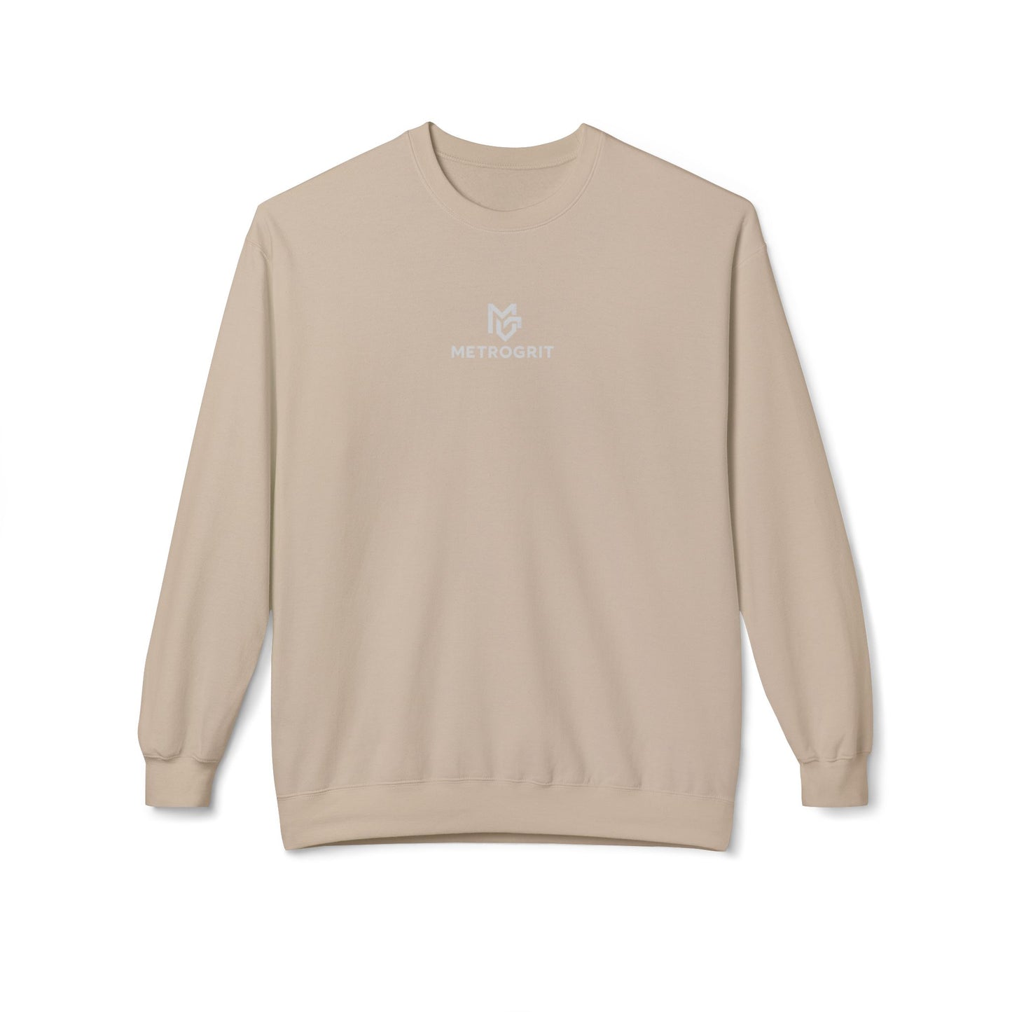 Minimal Logo Crewneck Sweatshirt — White Softstyle Fleece - MetroGrit