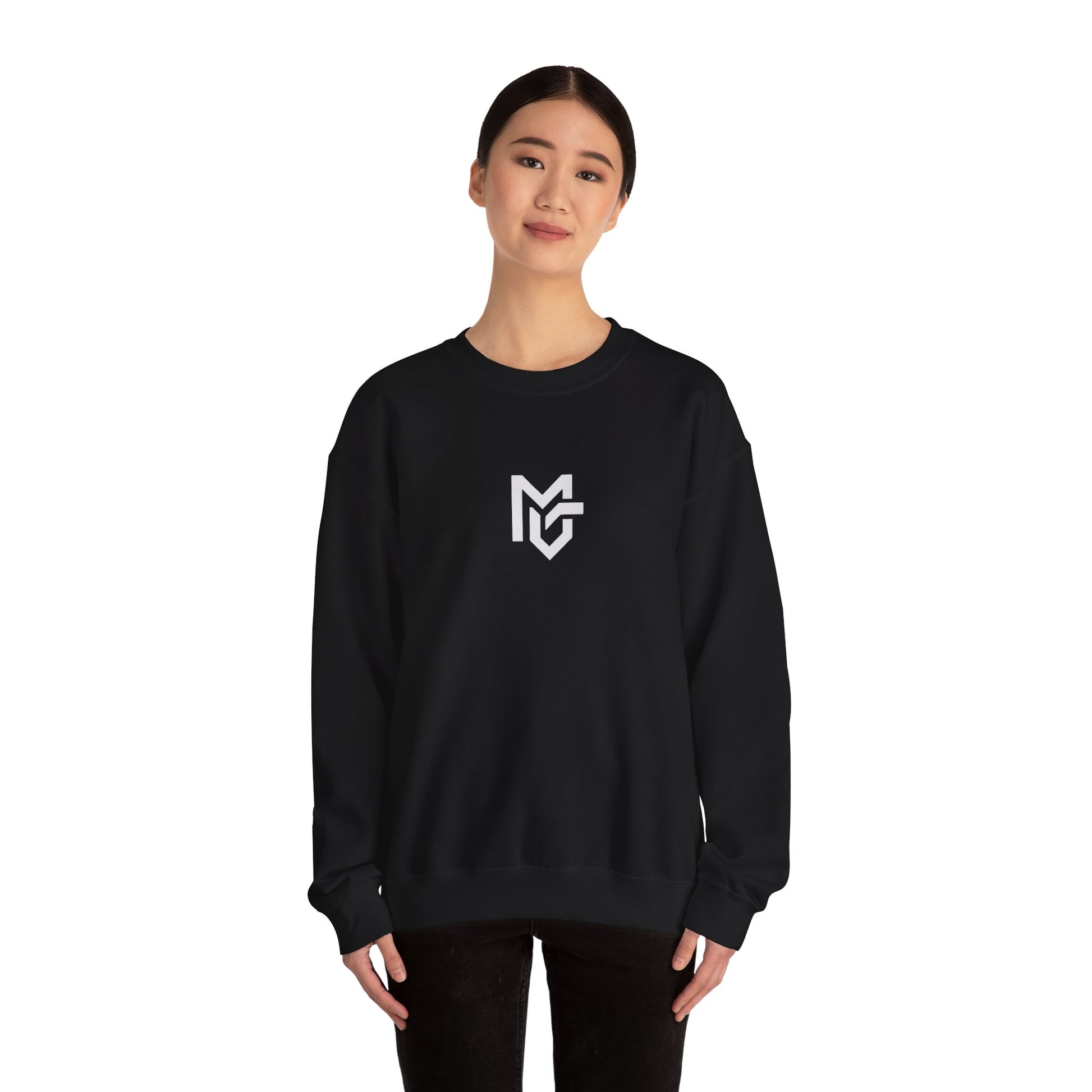 Minimal Logo Crewneck Sweatshirt — Clean White Casual Pullover - MetroGrit