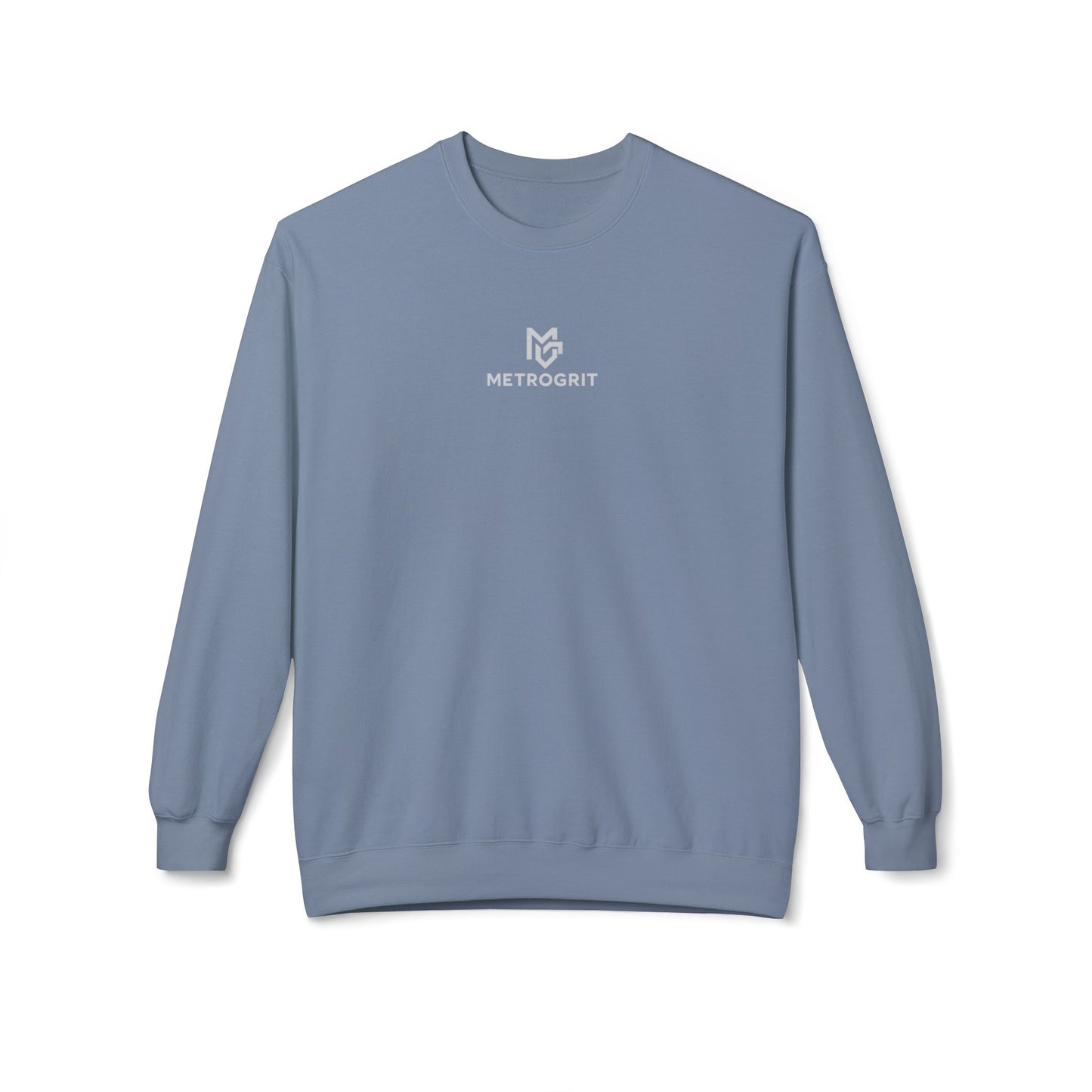 Minimal Logo Crewneck Sweatshirt — White Softstyle Fleece - MetroGrit