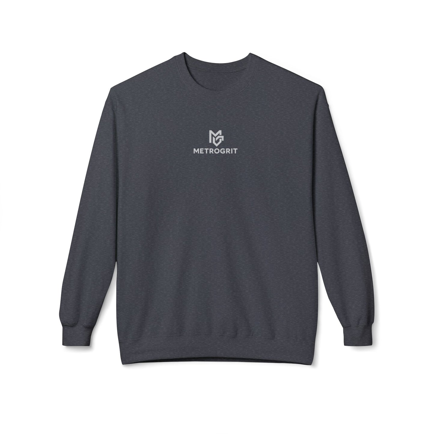 Minimal Logo Crewneck Sweatshirt — White Softstyle Fleece - MetroGrit