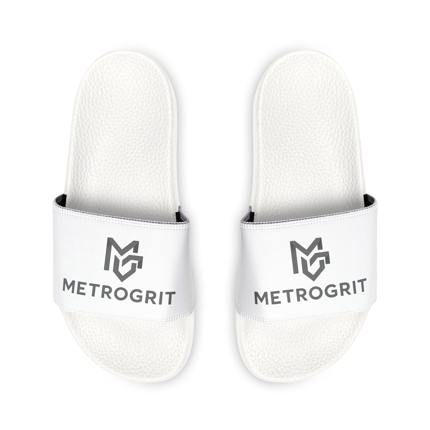 Men's White Slide Sandals with Removable Strap — Casual Pool & Beach Slides - MetroGrit