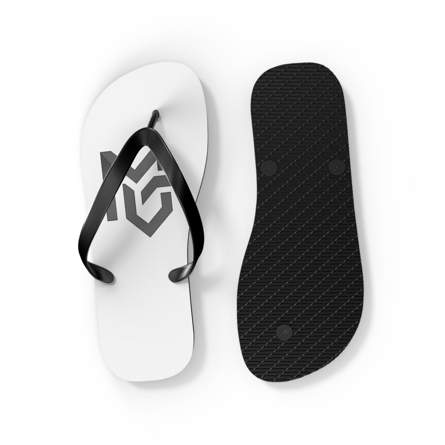 Monochrome Geometric Logo Flip Flops — Minimalist Beach Sandals - MetroGrit