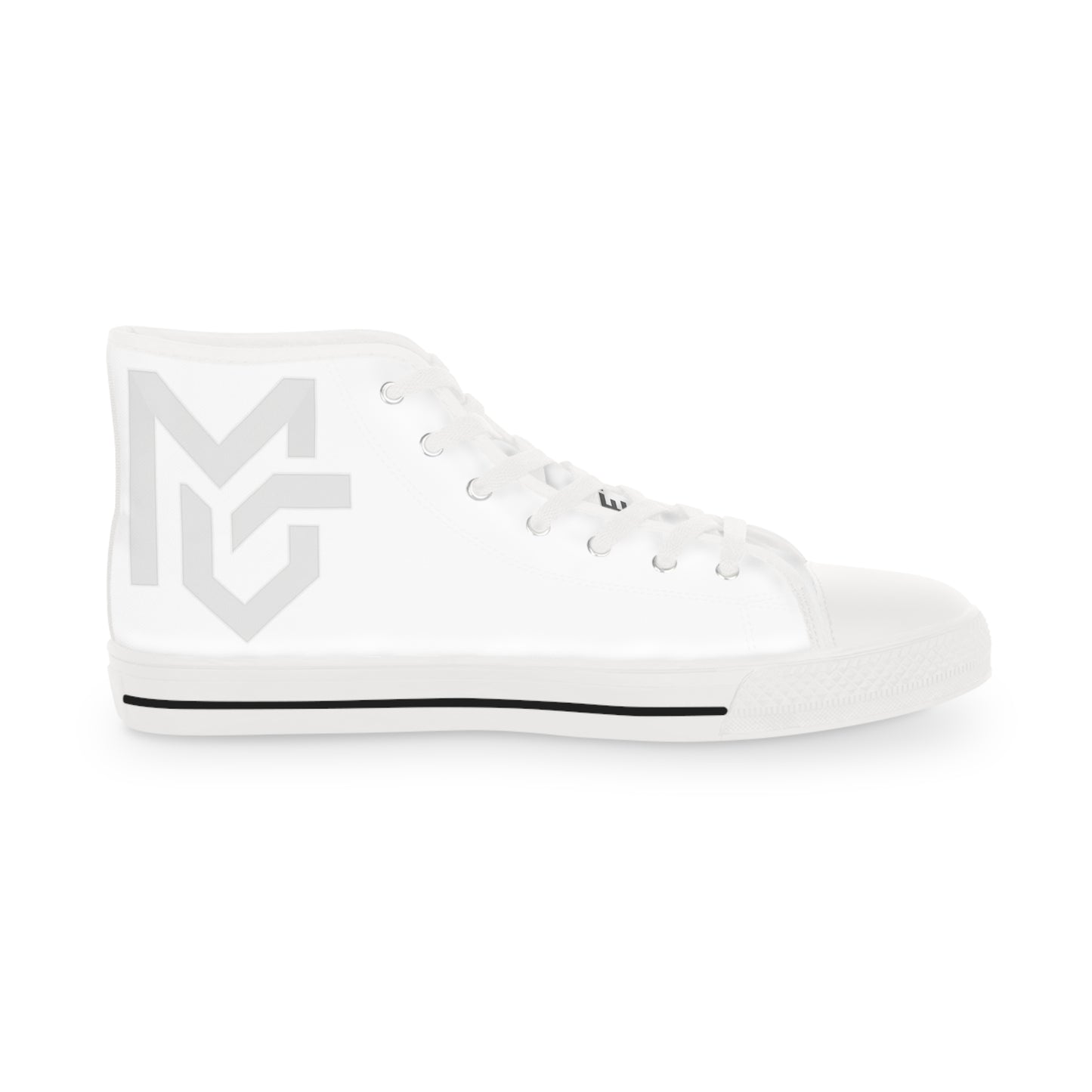 Men's White High - Top Sneakers with Minimal Geometric Logo — Casual Streetwear Shoes - MetroGrit