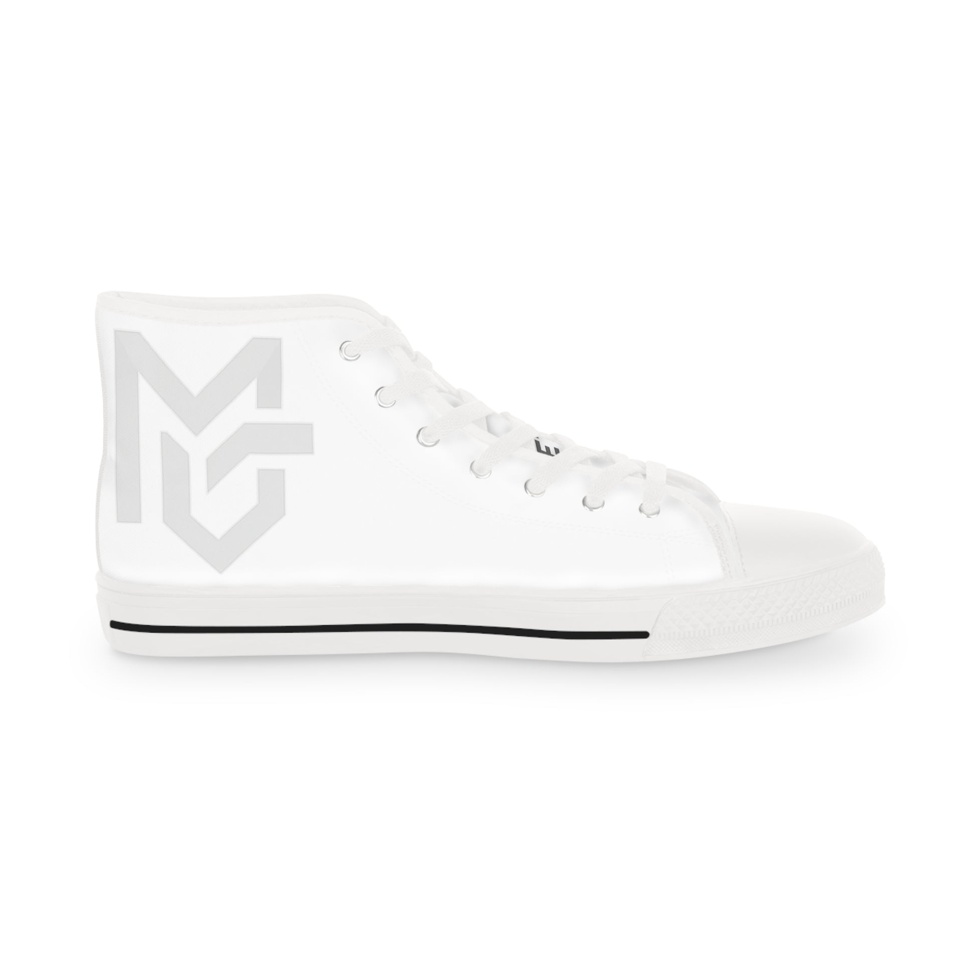 Men's White High - Top Sneakers with Minimal Geometric Logo — Casual Streetwear Shoes - MetroGrit
