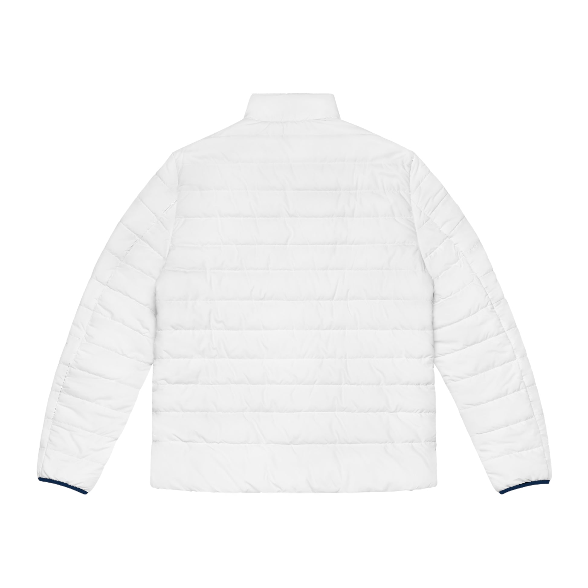 Men's White Puffer Jacket with Subtle Logo — Lightweight Quilted Coat - MetroGrit