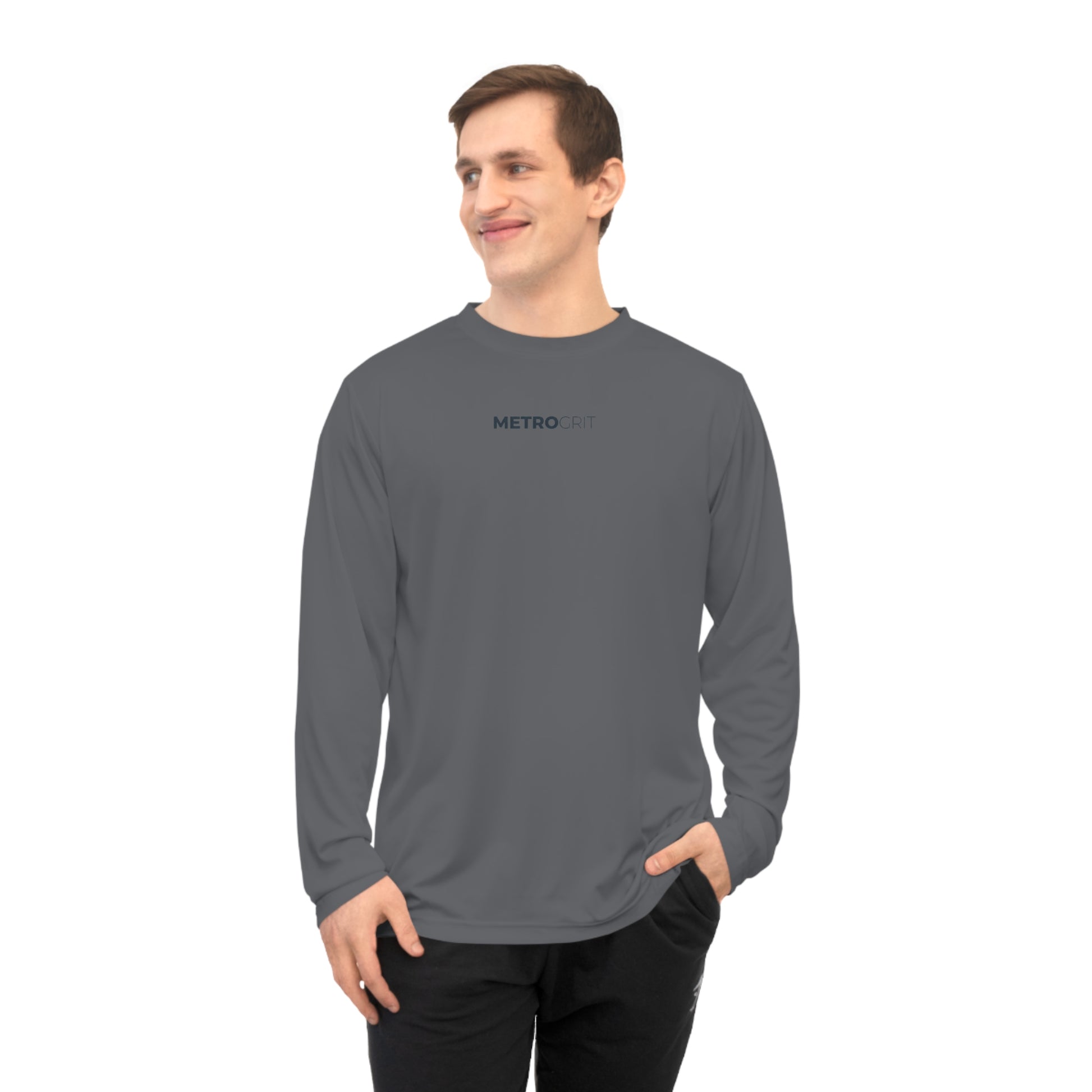 Metro DRFT Performance Long Sleeve Shirt — Lightweight Athletic Tee with Small Chest Logo - MetroGrit