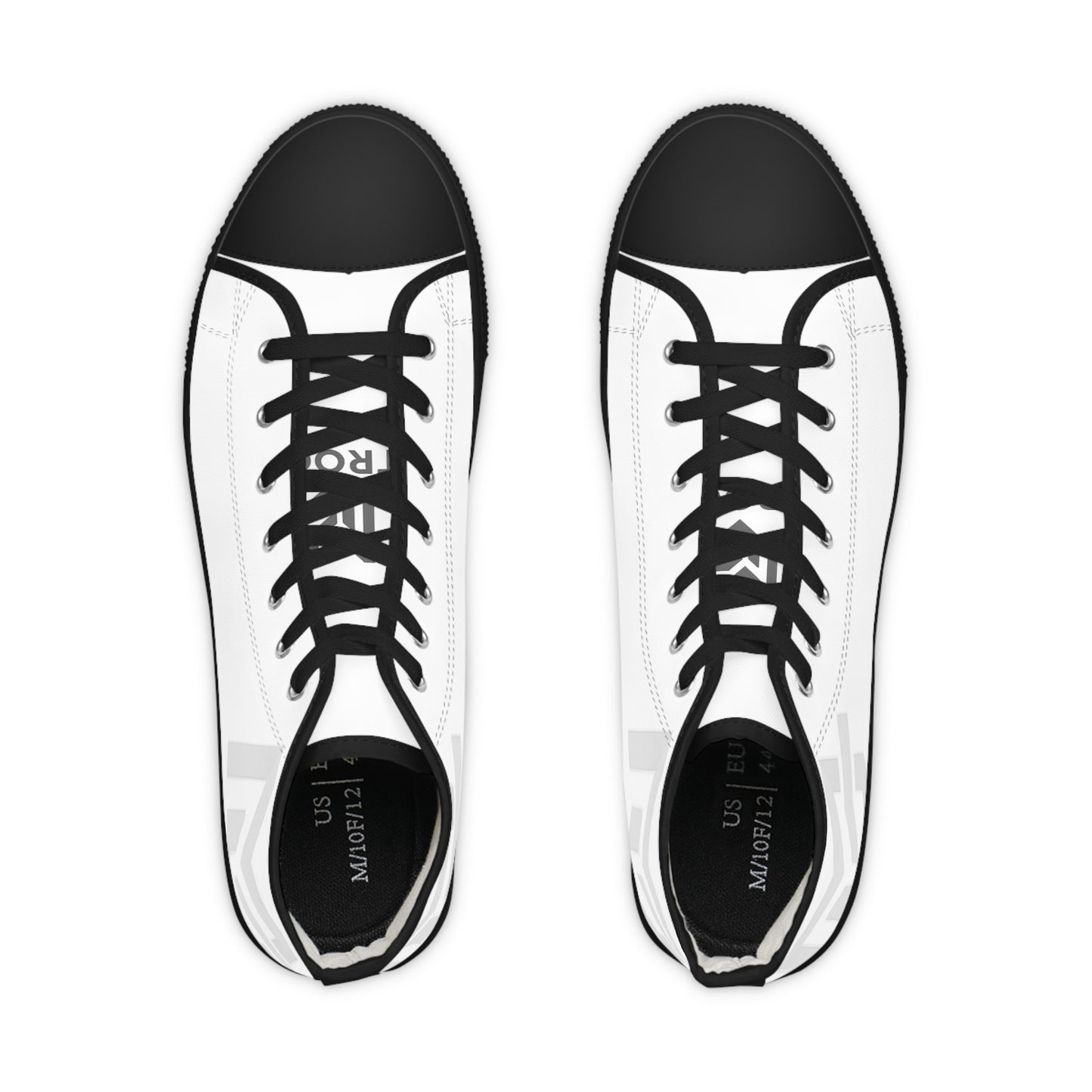 Men's White High - Top Sneakers with Minimal Geometric Logo — Casual Streetwear Shoes - MetroGrit