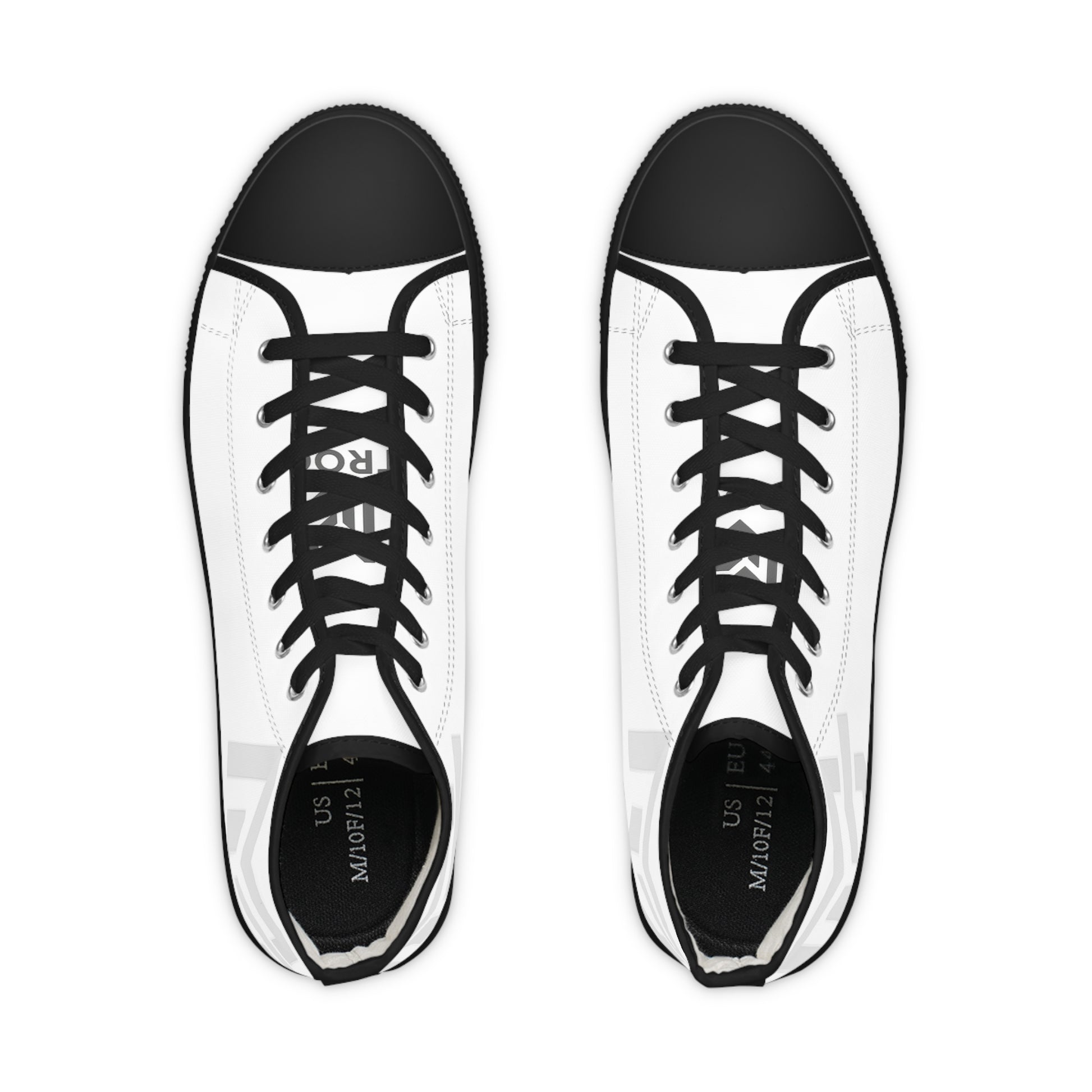 Men's White High - Top Sneakers with Minimal Geometric Logo — Casual Streetwear Shoes - MetroGrit