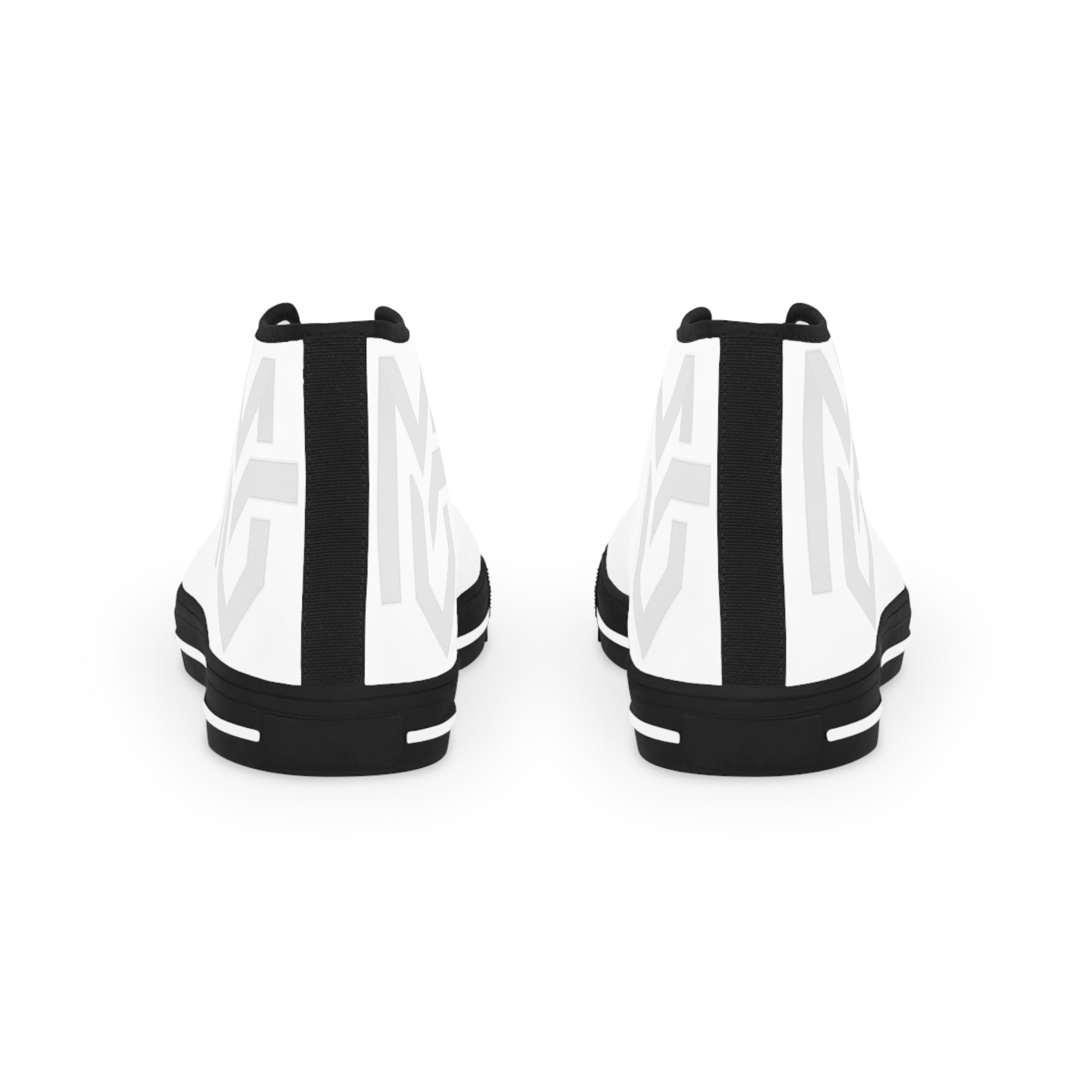 Men's White High - Top Sneakers with Minimal Geometric Logo — Casual Streetwear Shoes - MetroGrit