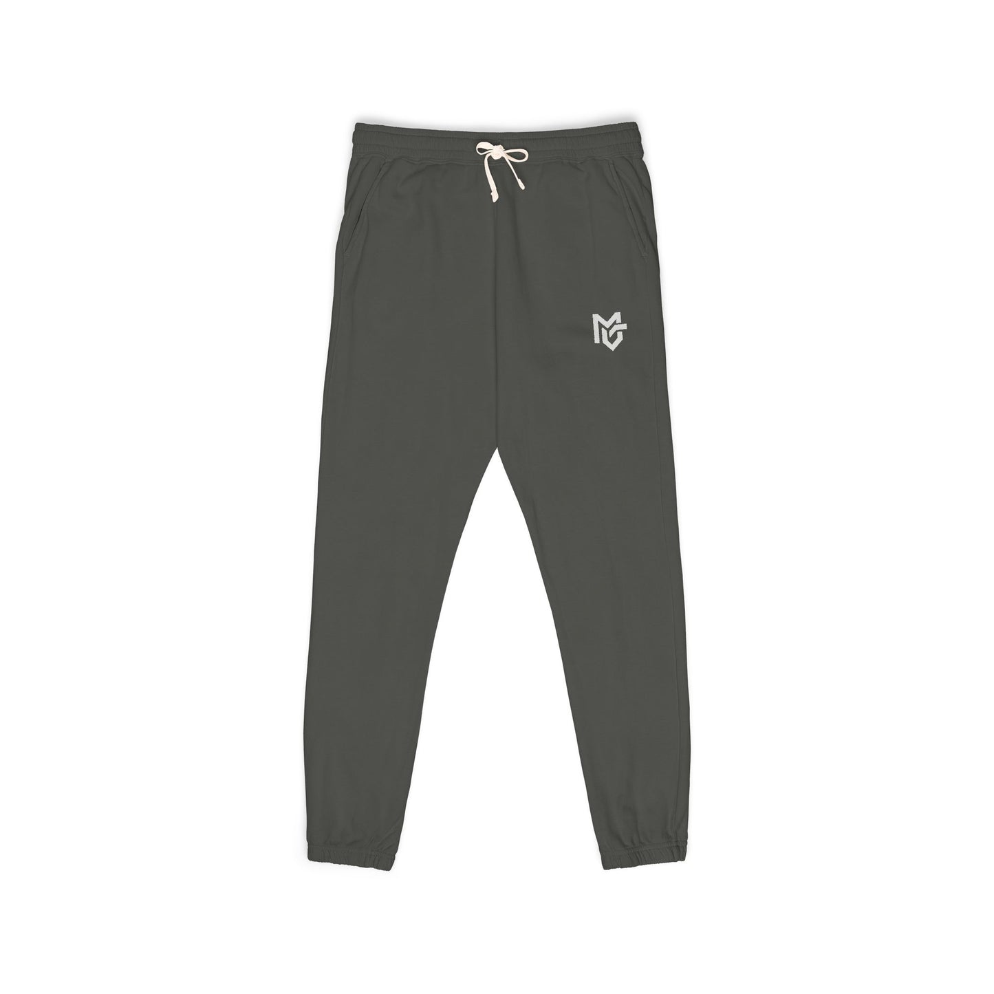 Embroidered Minimalist Logo Sweatpants — Garment - Dyed Fleece Joggers - MetroGrit