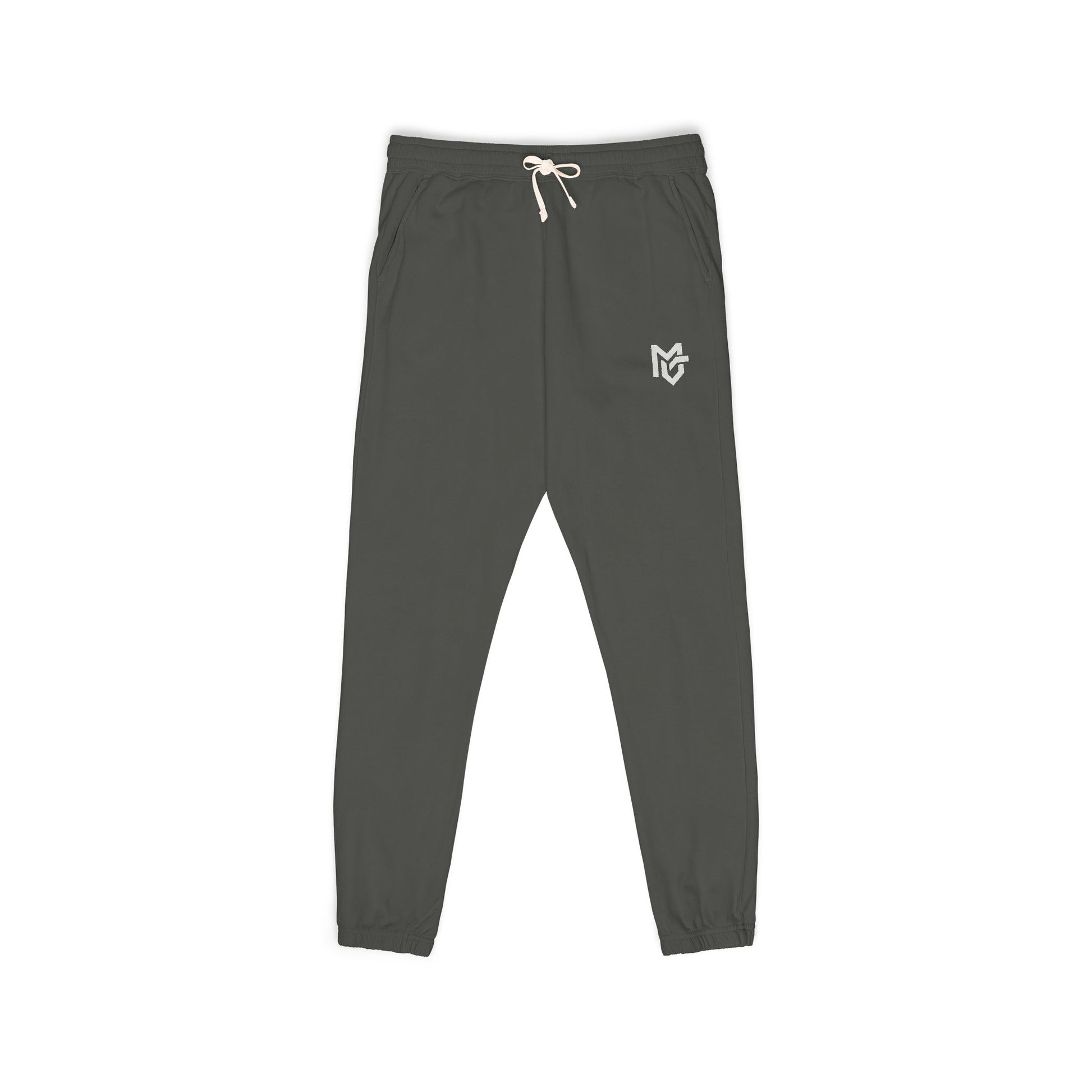 Embroidered Minimalist Logo Sweatpants — Garment - Dyed Fleece Joggers - MetroGrit