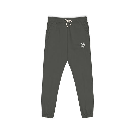 Embroidered Minimalist Logo Sweatpants — Garment-Dyed Fleece Joggers