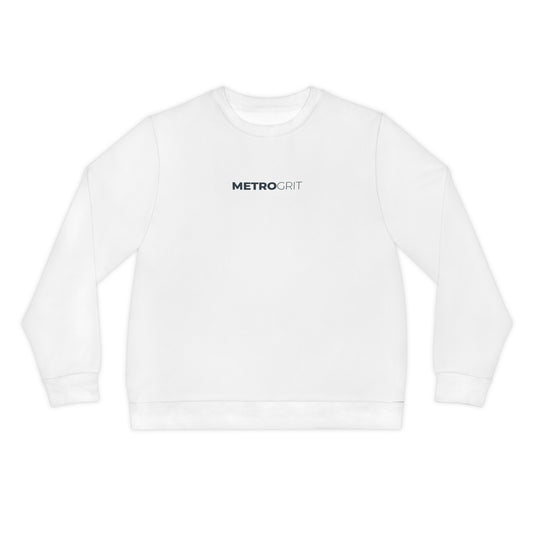 MetroGrit Minimal Logo Sweatshirt — Lightweight White Crewneck - MetroGrit