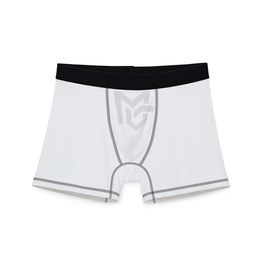 Men's Boxer Briefs — Minimal White Athletic Boxers with Black Waistband