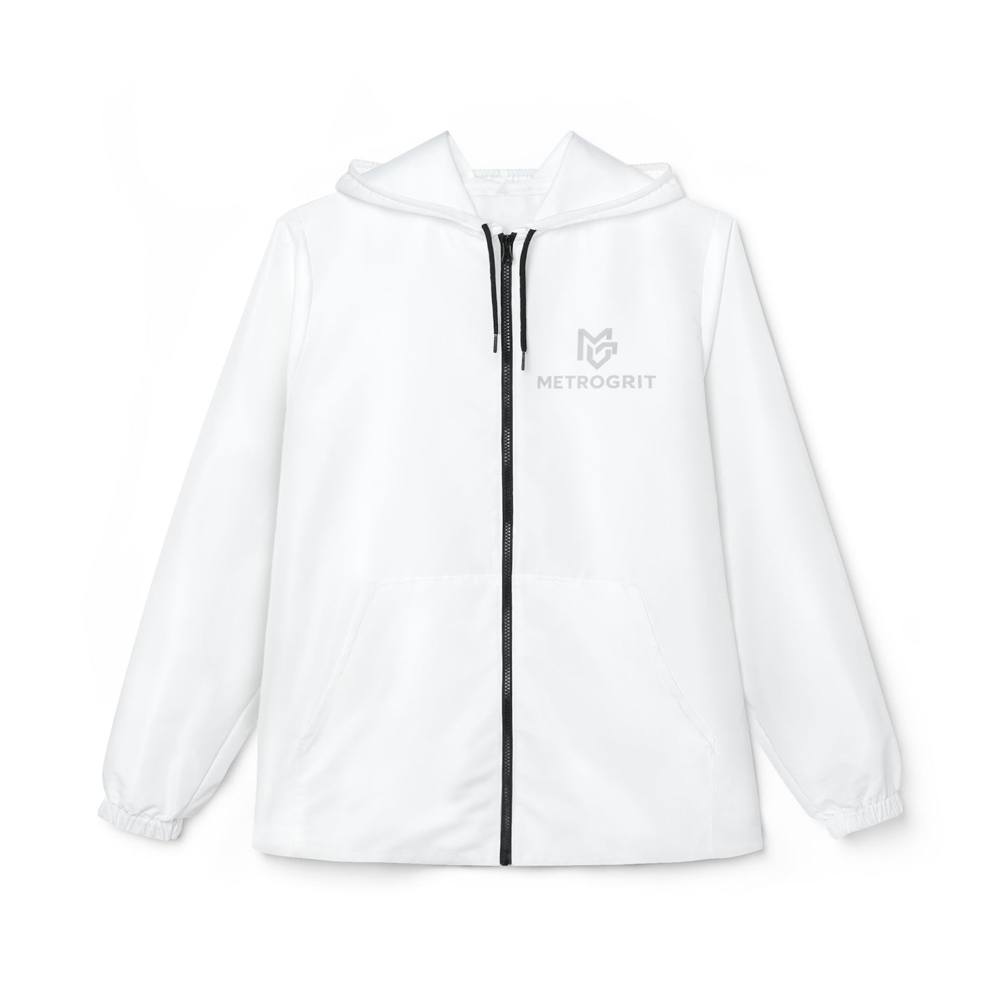 White Hooded Windbreaker Jacket – Lightweight Zip - Up Windbreaker - MetroGrit