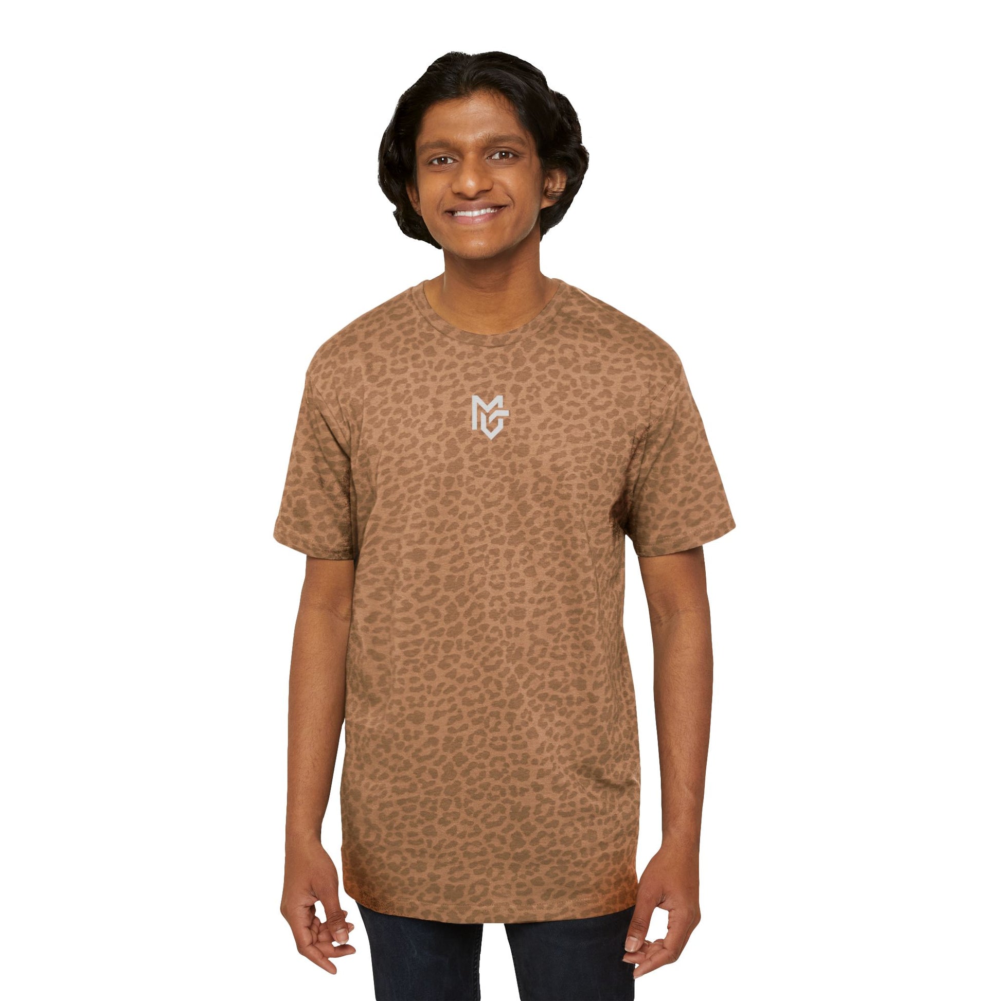 Men's Leopard Print Logo Tee — Subtle Monogram Graphic T-Shirt - MetroGrit