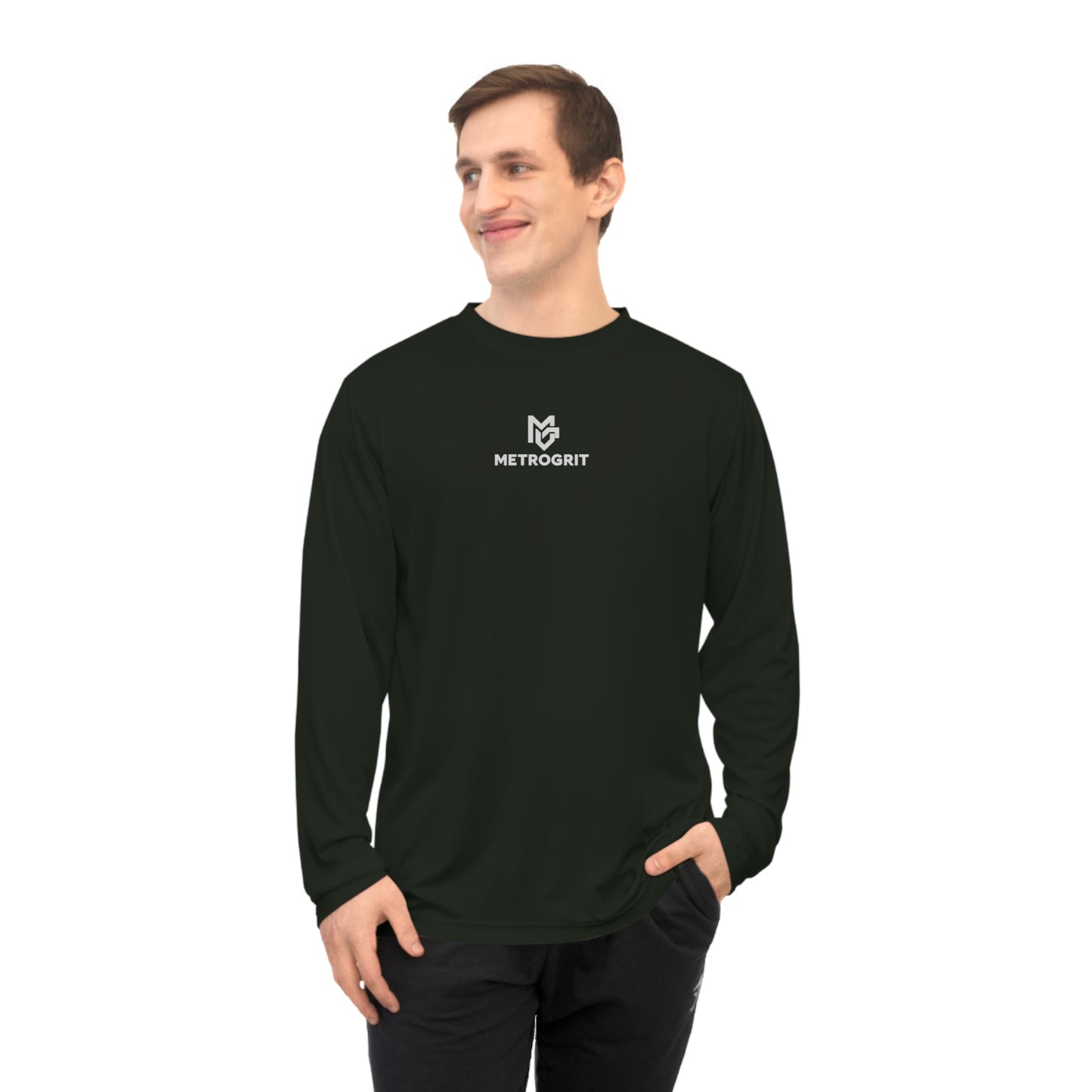 Metro DRFT Performance Long Sleeve Shirt — Lightweight Athletic Tee with Small Chest Logo - MetroGrit