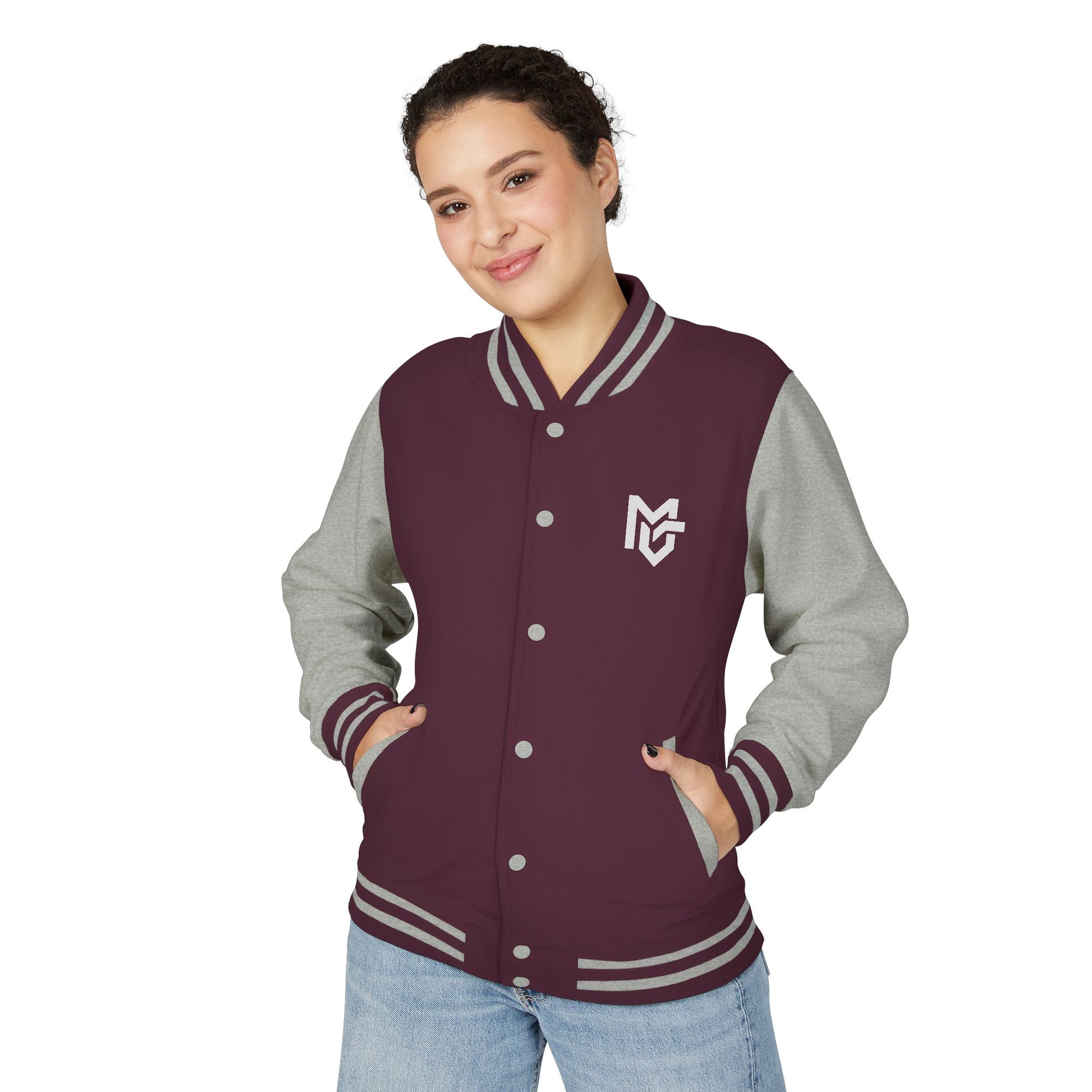 Varsity Letterman Jacket — Red & White Classic College Logo Jacket - MetroGrit