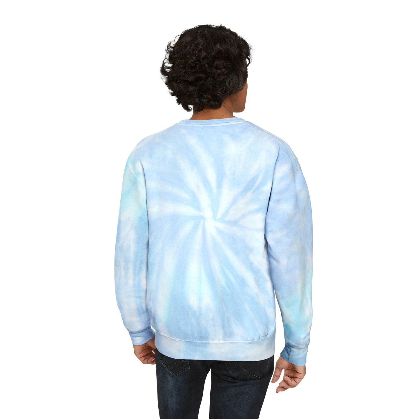 Pastel Blue Tie - Dye Sweatshirt — 'METROGRIT' Logo Crewneck - MetroGrit