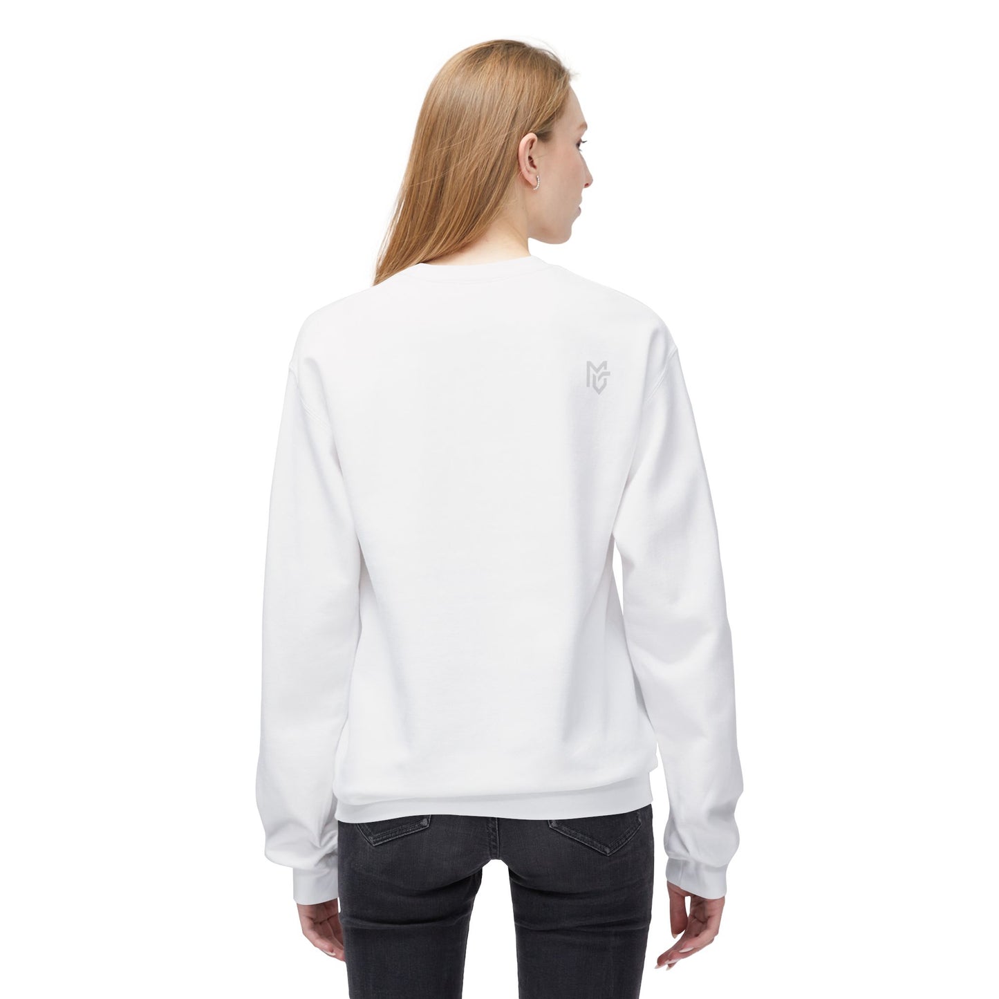 Minimal Logo Crewneck Sweatshirt — White Softstyle Fleece - MetroGrit