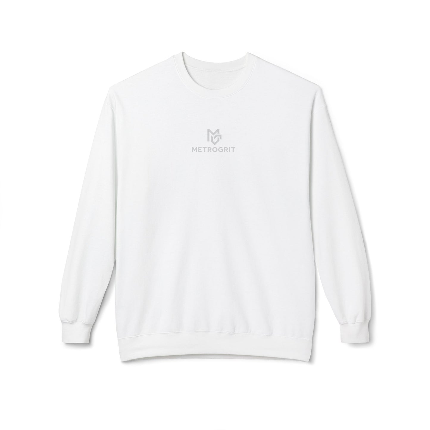Minimal Logo Crewneck Sweatshirt — White Softstyle Fleece - MetroGrit