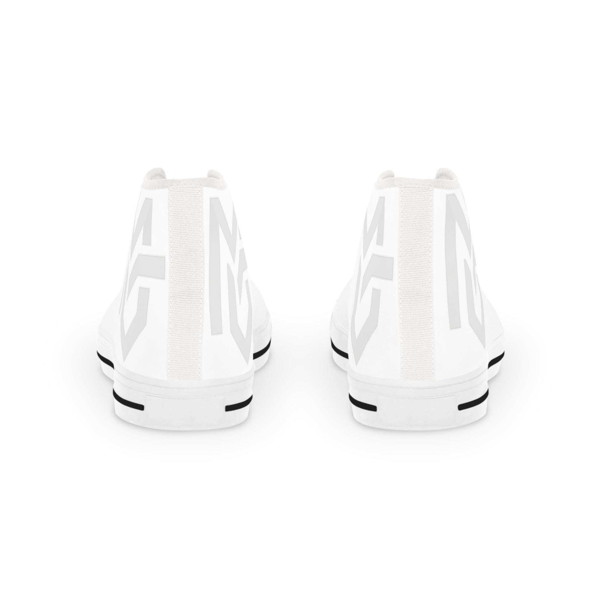 Men's White High - Top Sneakers with Minimal Geometric Logo — Casual Streetwear Shoes - MetroGrit