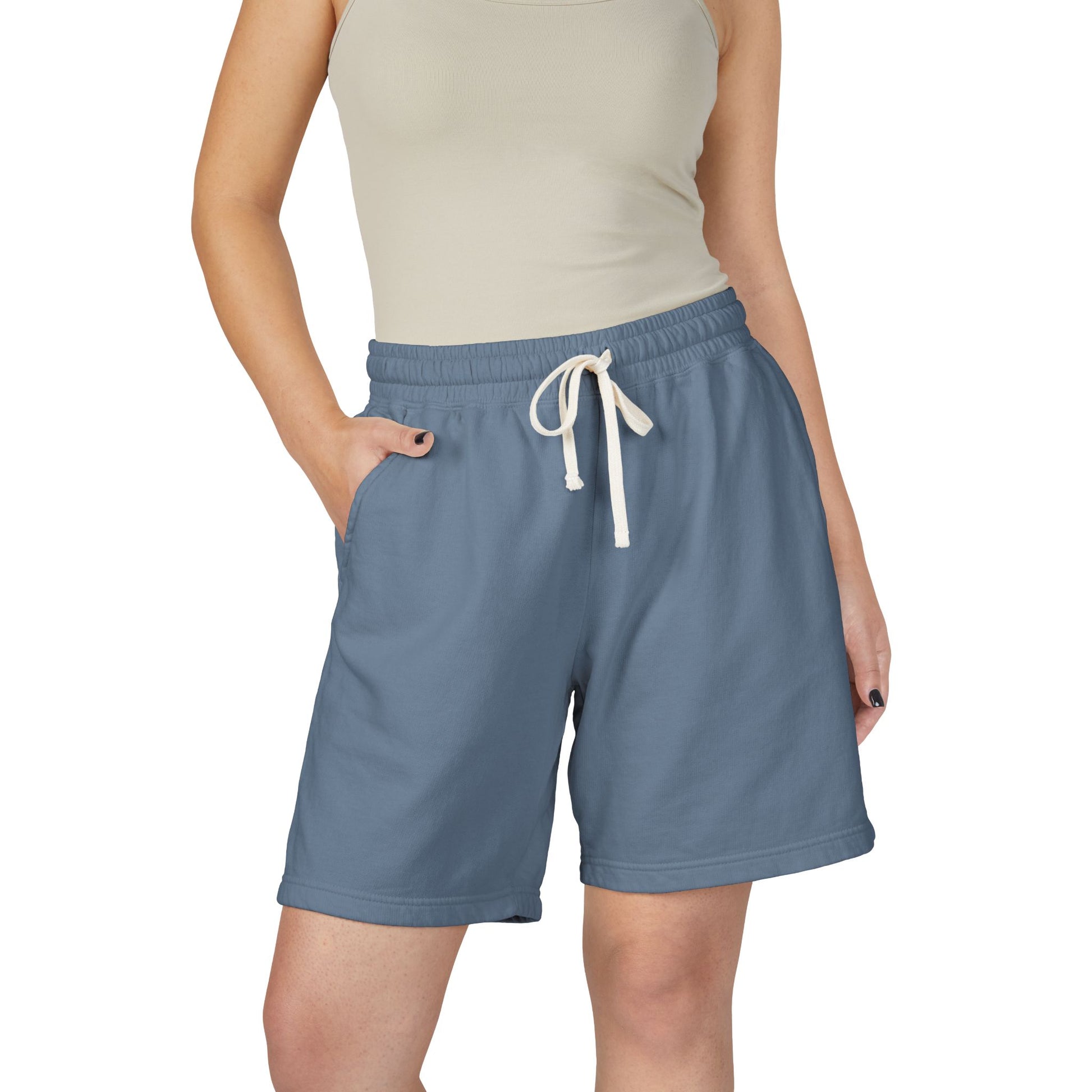 Lightweight Garment - Dyed Fleece Sweat Shorts — Casual Drawstring Lounge Shorts - MetroGrit