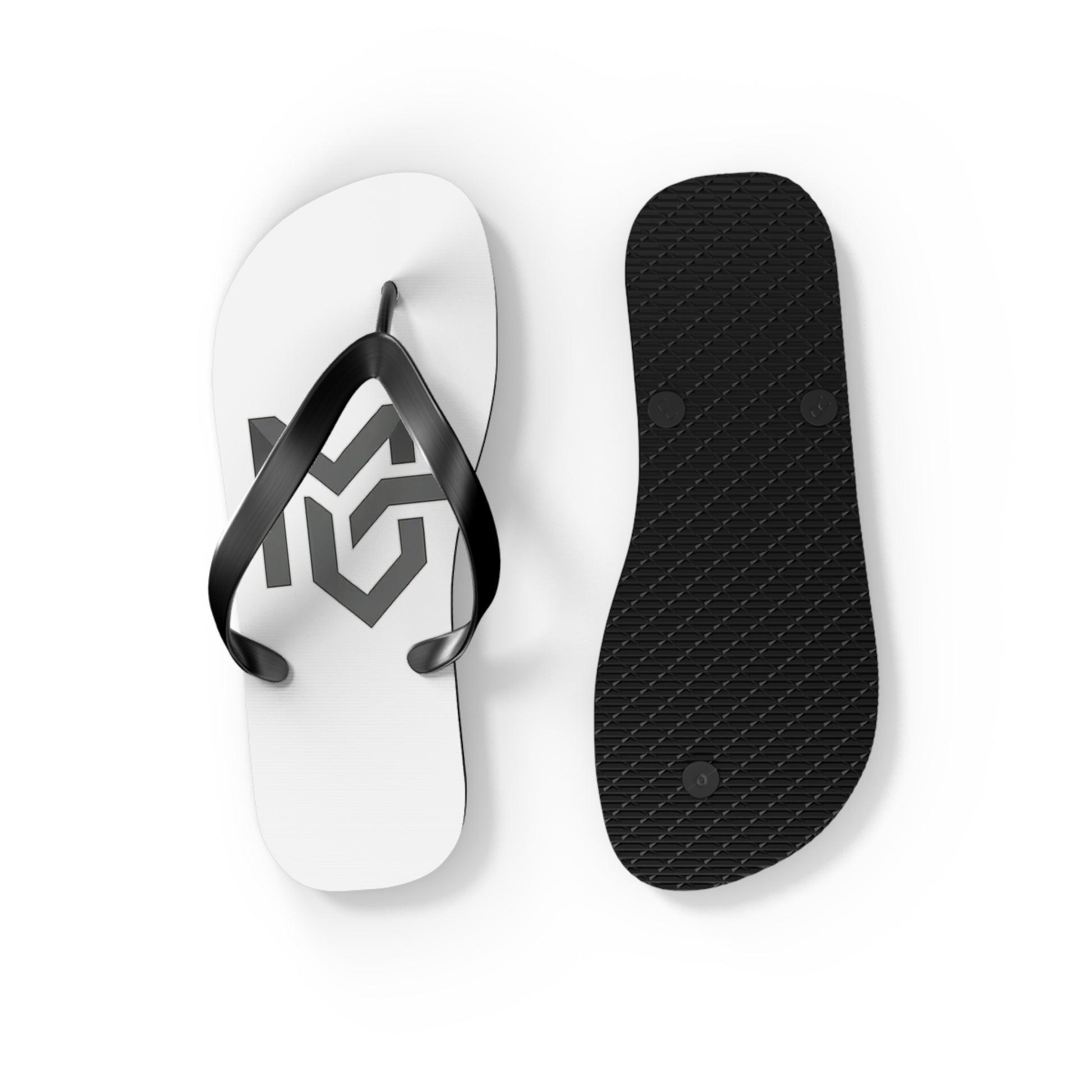 Monochrome Geometric Logo Flip Flops — Minimalist Beach Sandals - MetroGrit