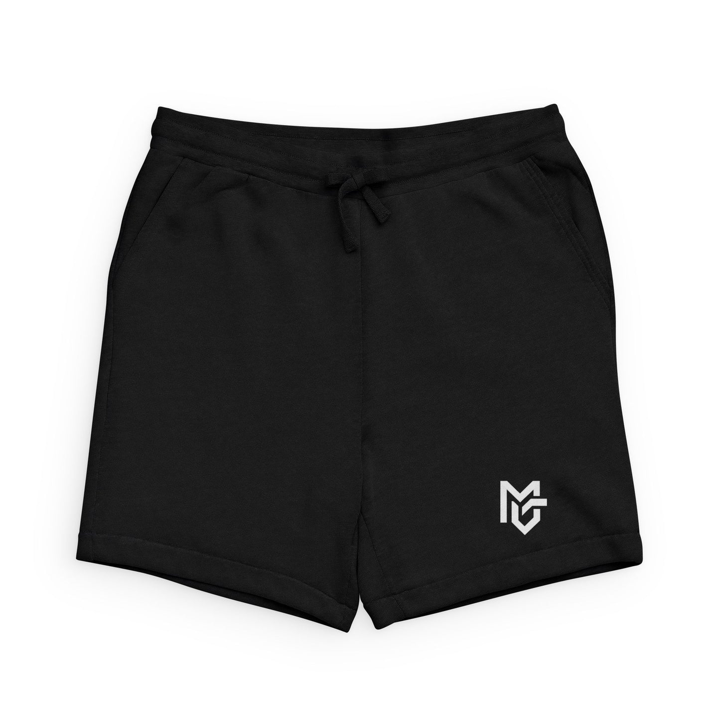 MG Minimal Logo Sweatshorts — Black Sponge Fleece Casual Shorts - MetroGrit