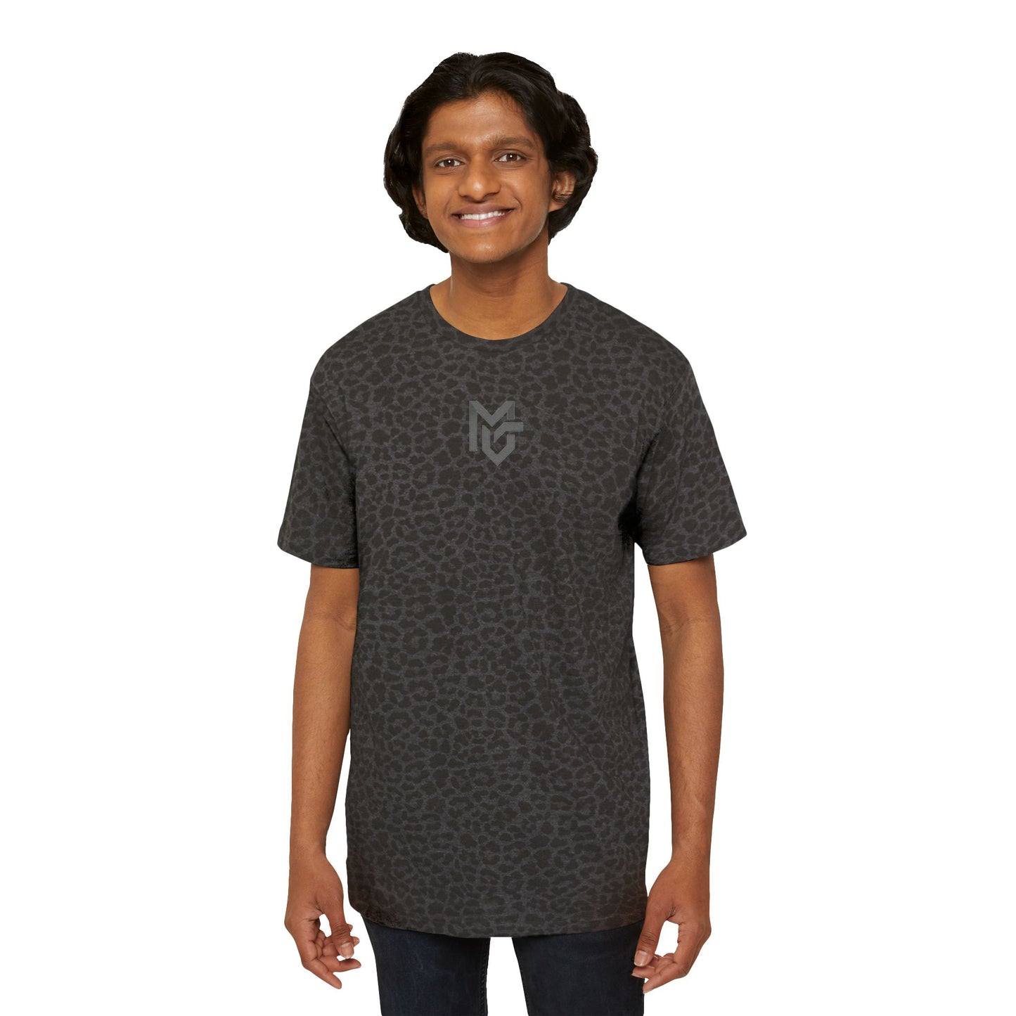 Men's Leopard Print Logo Tee — Subtle Monogram Graphic T-Shirt - MetroGrit