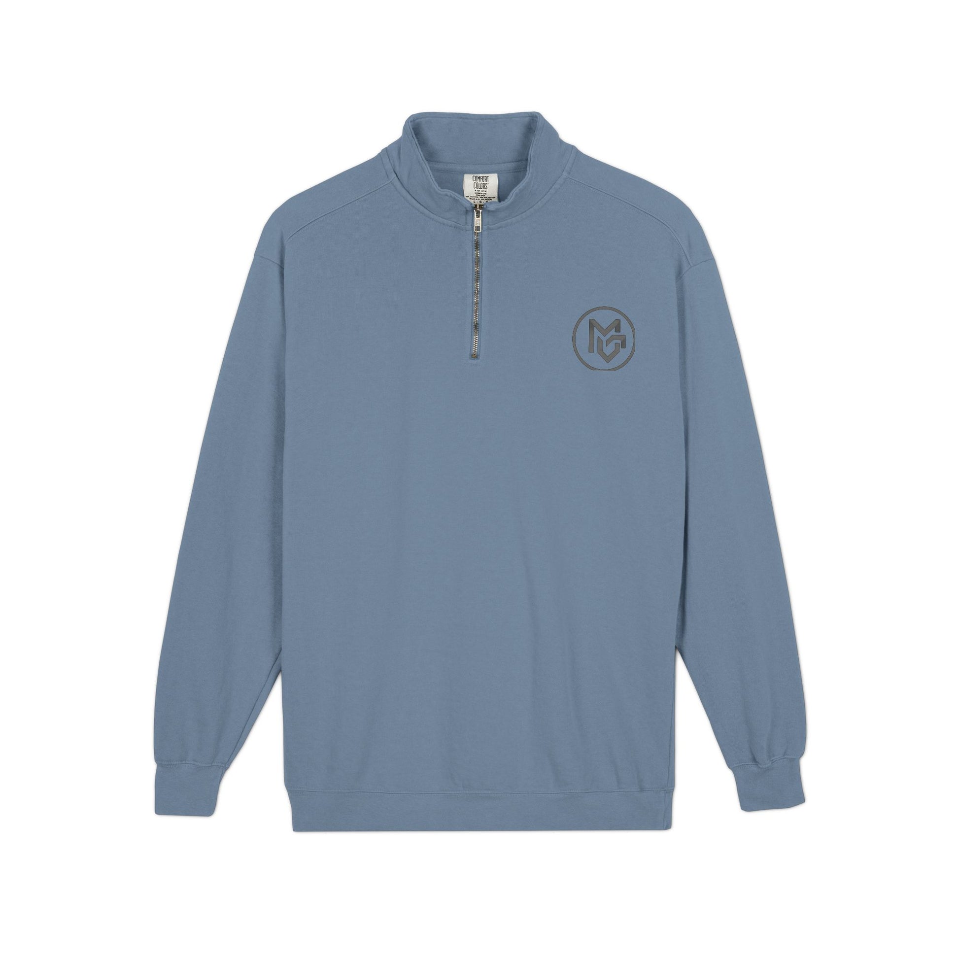 Embroidered Quarter - Zip Sweatshirt — Minimalist Chest Logo, Cozy Casual Pullover - MetroGrit
