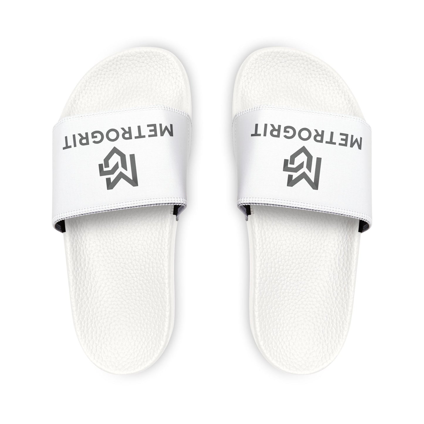 Men's White Slide Sandals with Removable Strap — Casual Pool & Beach Slides - MetroGrit