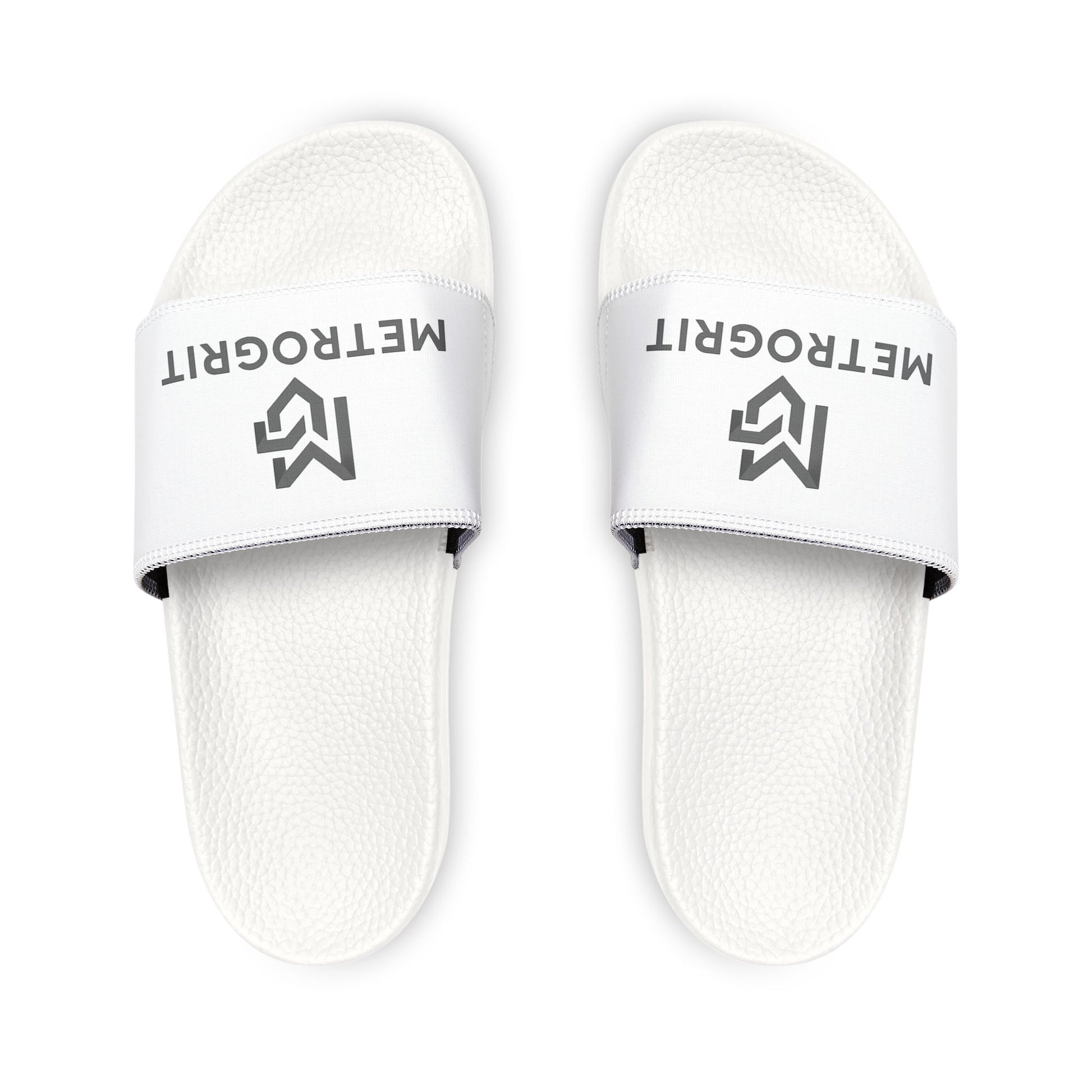 Men's White Slide Sandals with Removable Strap — Casual Pool & Beach Slides - MetroGrit