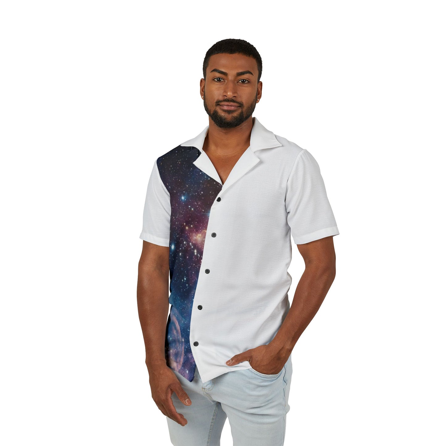 Galaxy Print Hawaiian Shirt — Men’s Cosmic Camp Shirt - MetroGrit