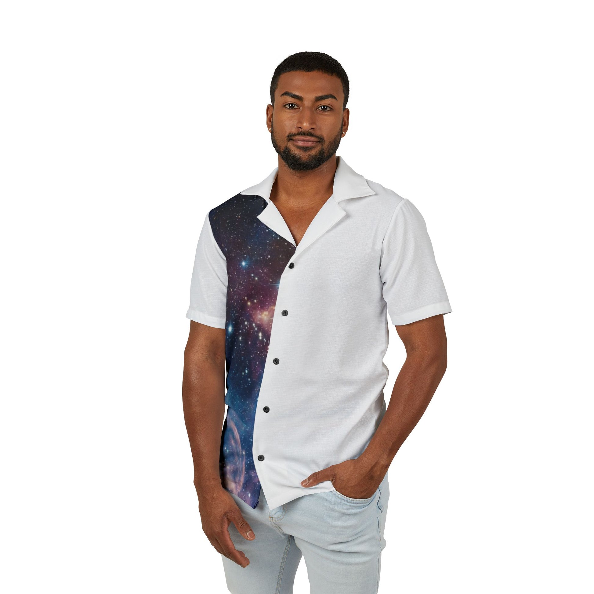 Galaxy Print Hawaiian Shirt — Men’s Cosmic Camp Shirt - MetroGrit