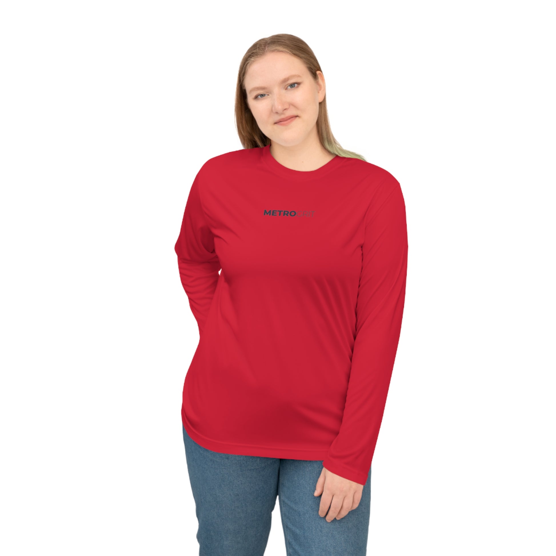 Metro DRFT Performance Long Sleeve Shirt — Lightweight Athletic Tee with Small Chest Logo - MetroGrit