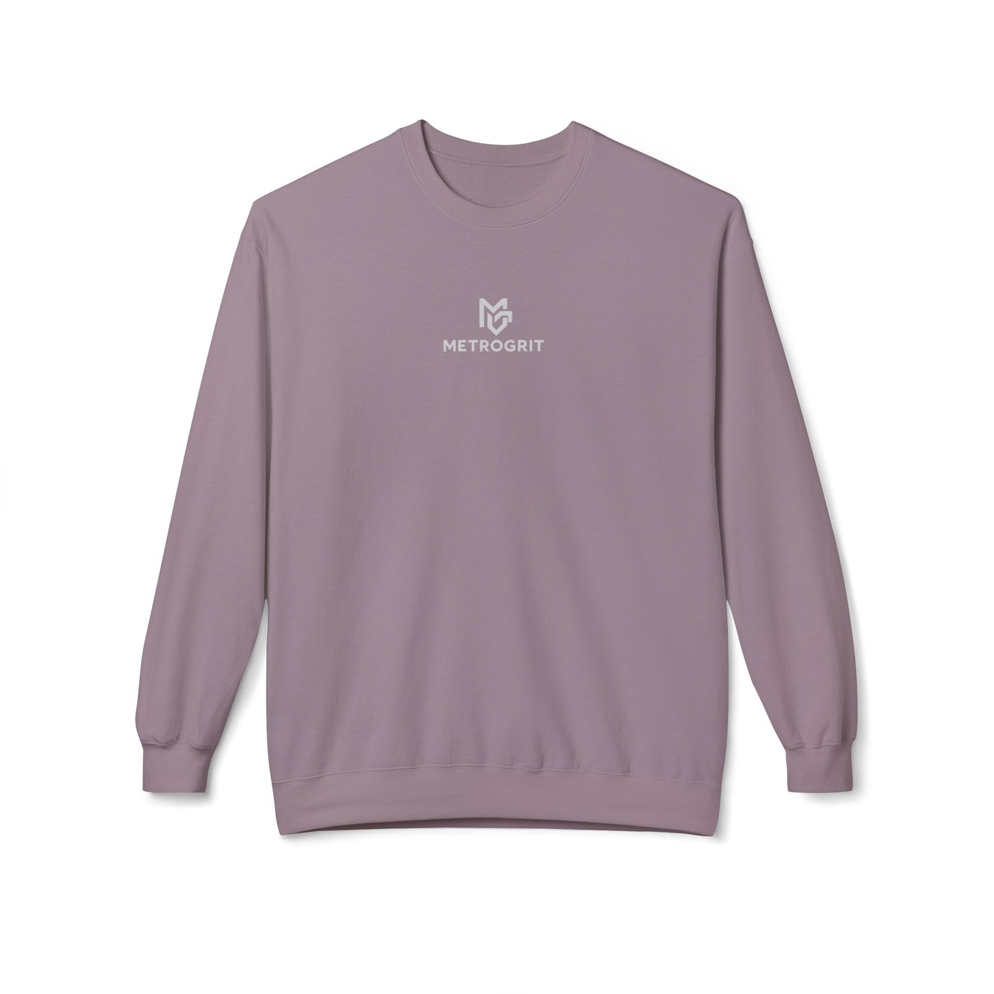 Minimal Logo Crewneck Sweatshirt — White Softstyle Fleece - MetroGrit