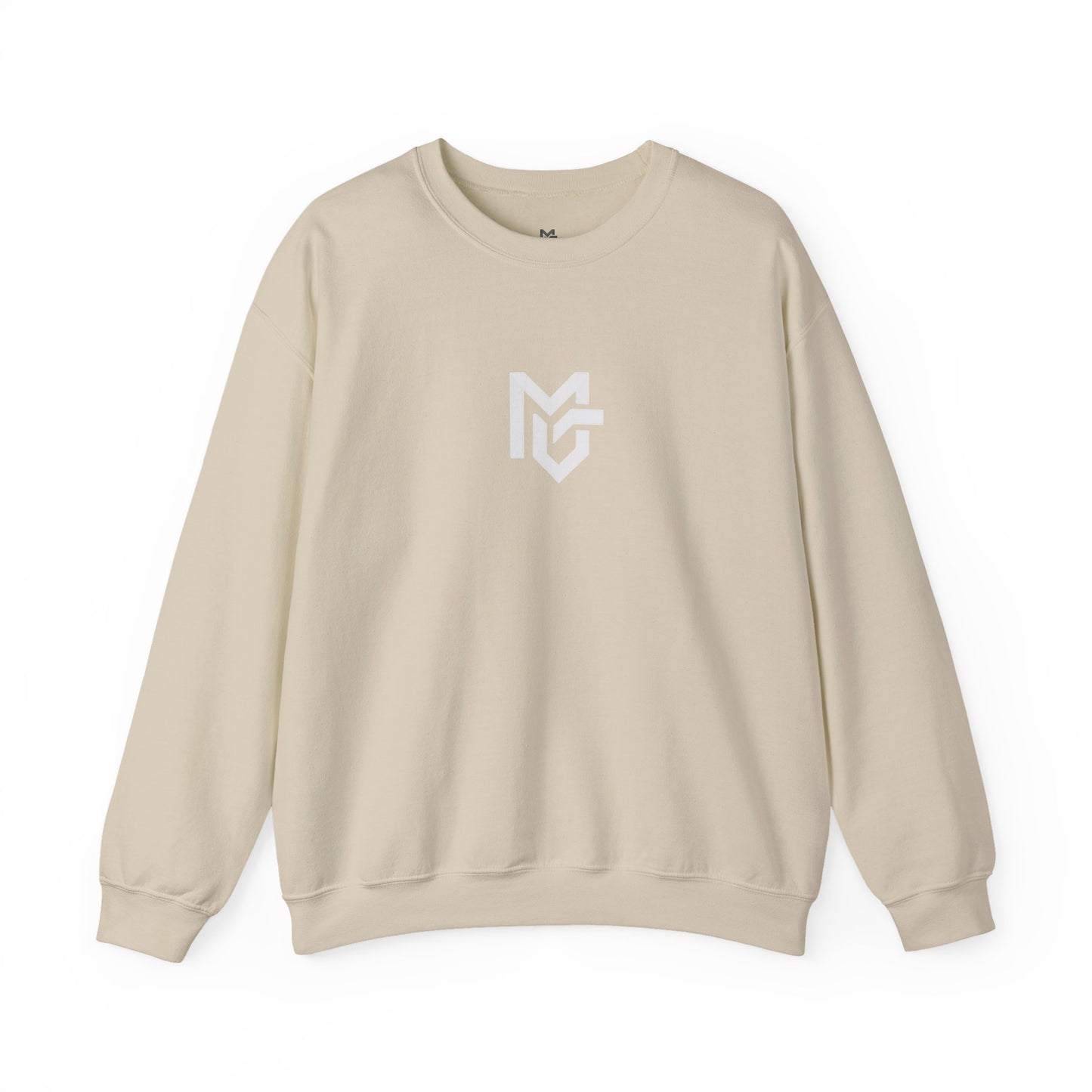 Minimal Logo Crewneck Sweatshirt — Clean White Casual Pullover - MetroGrit