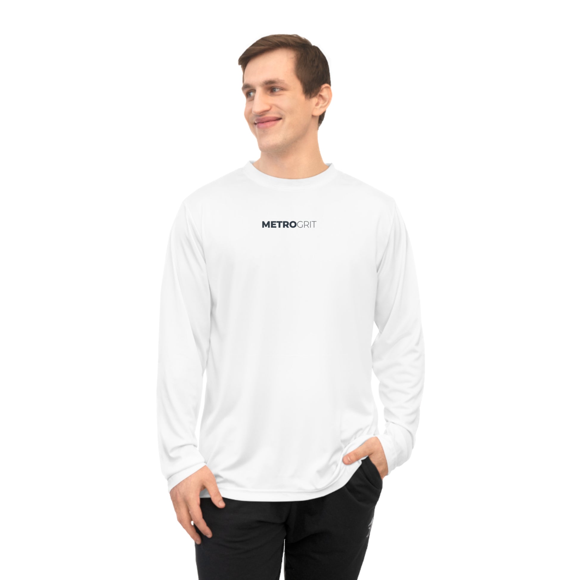 Metro DRFT Performance Long Sleeve Shirt — Lightweight Athletic Tee with Small Chest Logo - MetroGrit