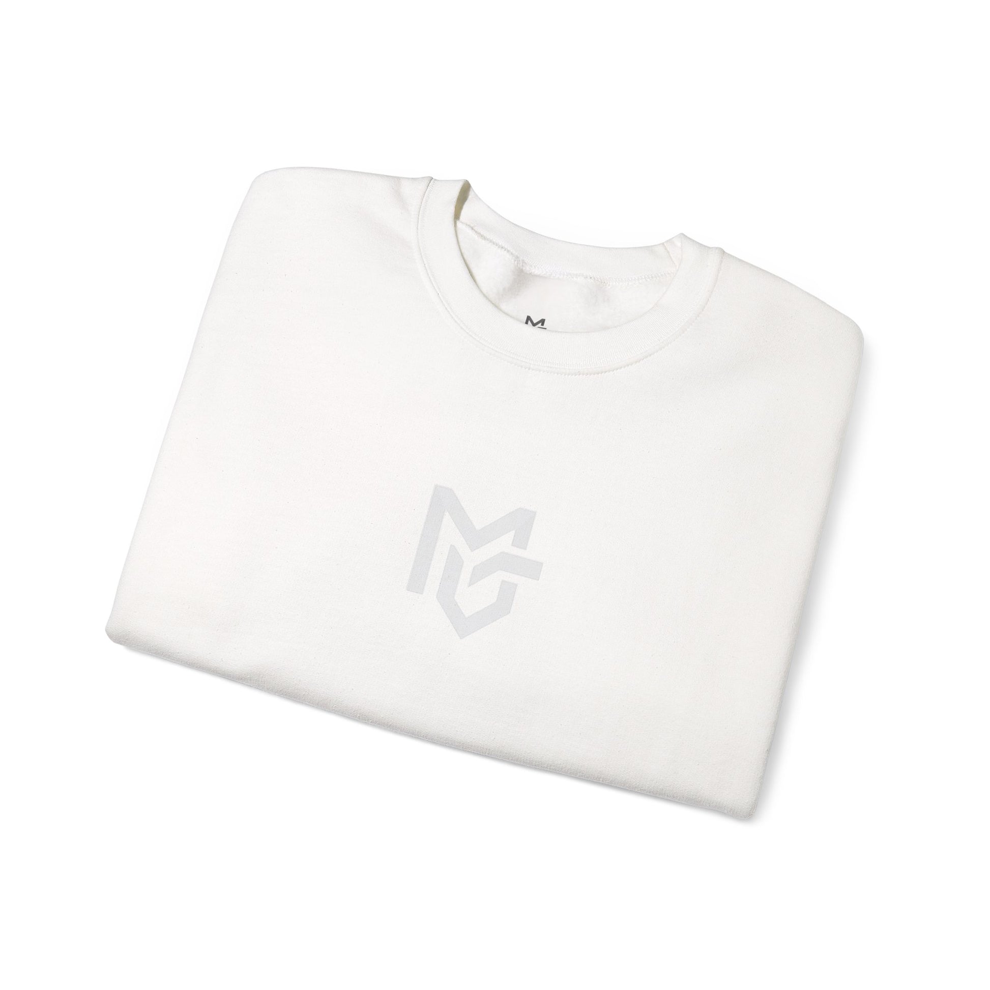 Minimal Logo Crewneck Sweatshirt — Clean White Casual Pullover - MetroGrit